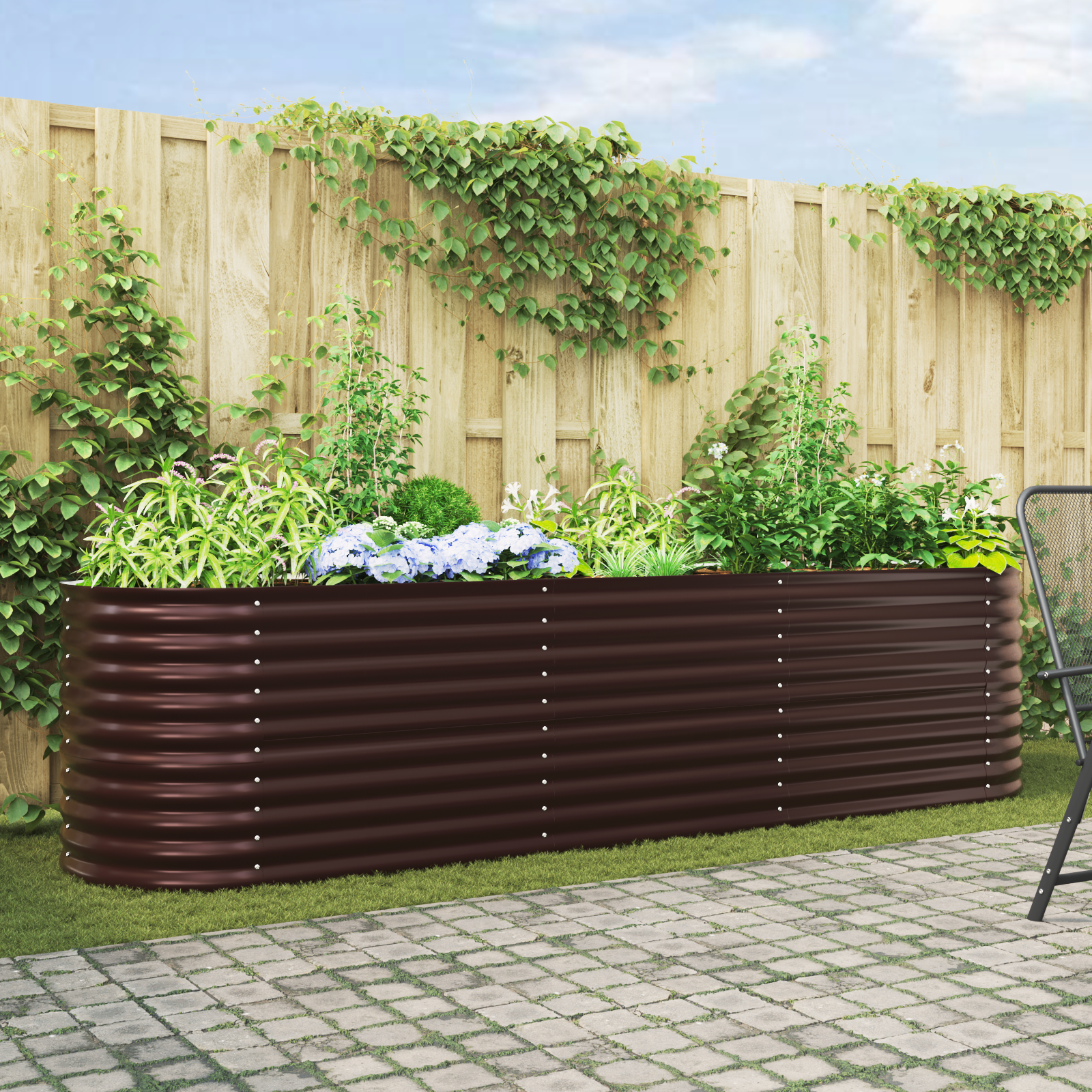 Tuin Plantbed Bruin 320x80x81 cm Gegalvaniseerd Staal