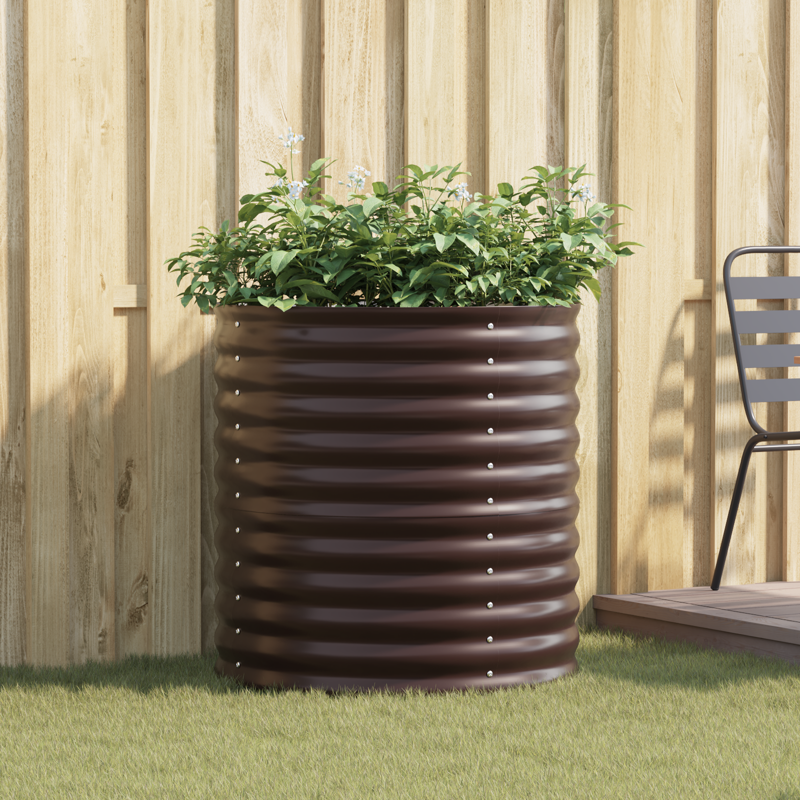 Tuin Moestuinbed – Bruin 80x80x81 cm Gegalvaniseerd Staal