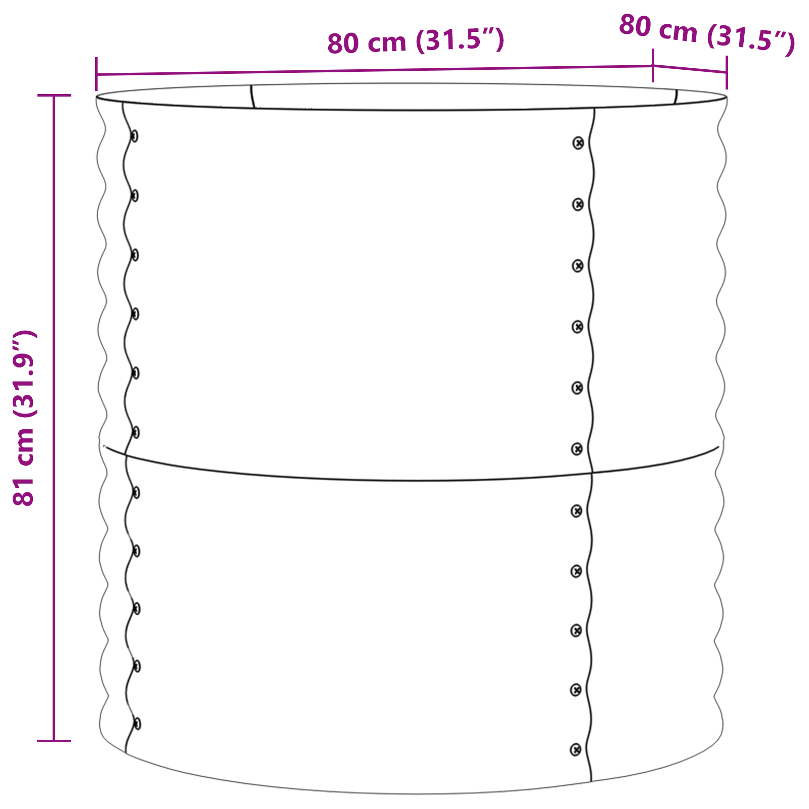 Garden Raised Bed - Brown 80x80x81 cm Galvanized Steel - Image 10