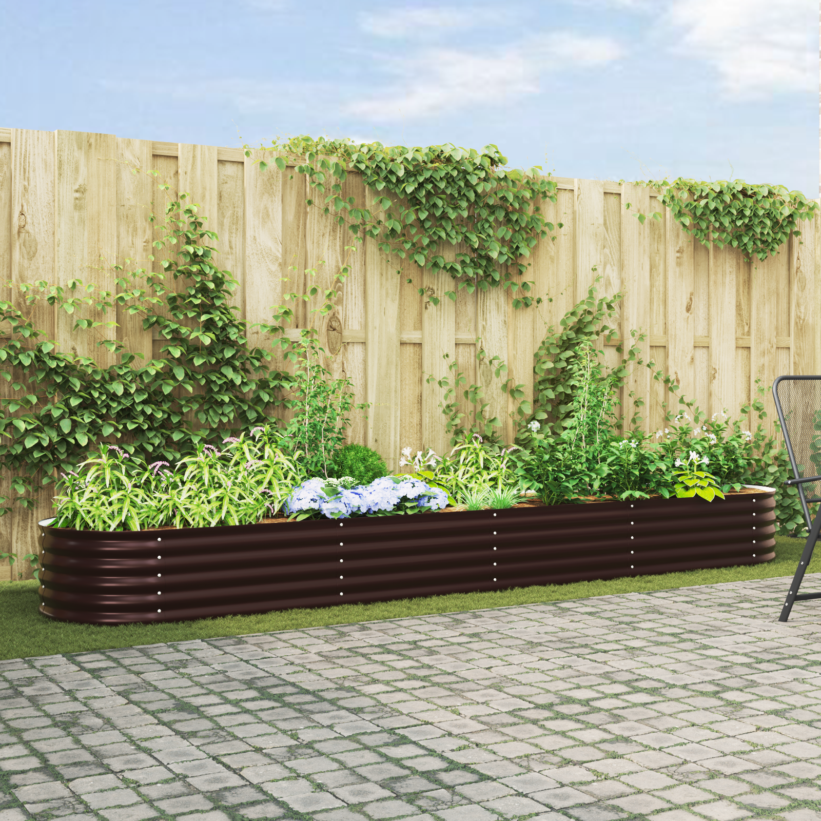Tuin Verhoogd Bed Bruin 400x80x44 cm Gegalvaniseerd Staal