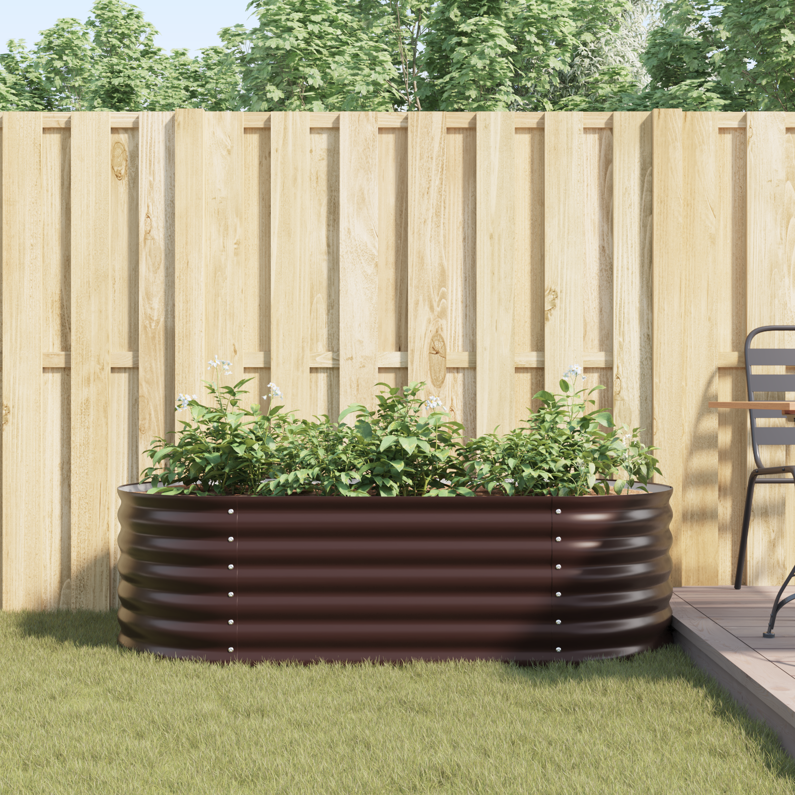 Garden Raised Bed Brown 160x80x44 cm Galvanized Steel - Image 4