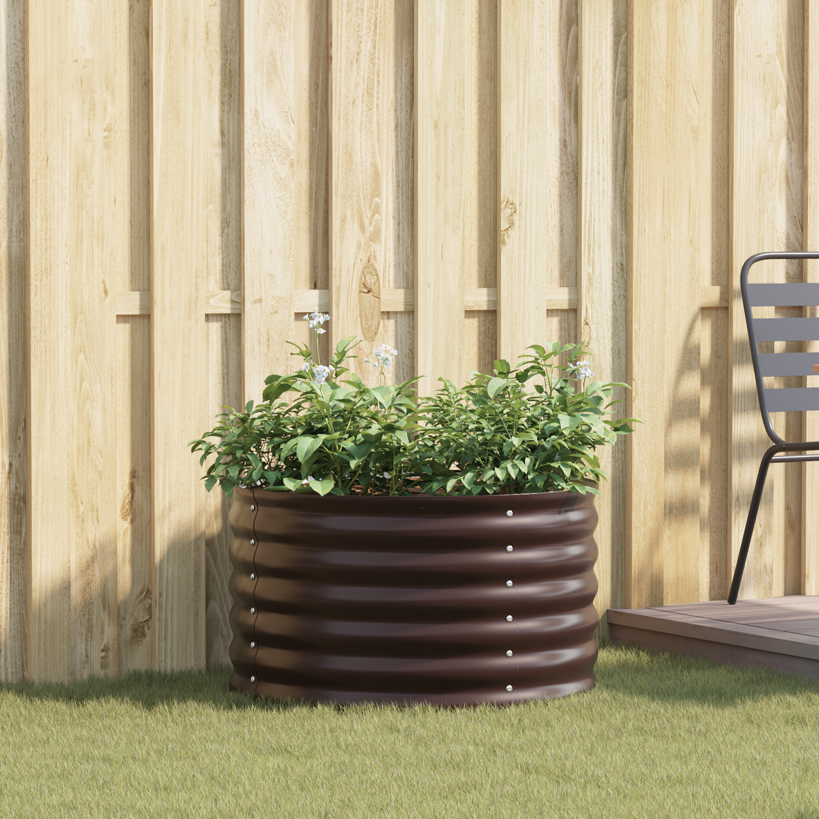 Tuin Raised Bed Bruin 80x80x44 cm Gegalvaniseerd Staal