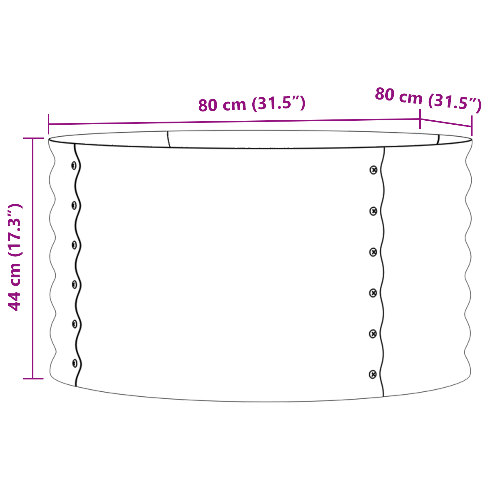 Garden Raised Bed - Brown, 80x80x44 cm, Made from Galvanised Steel - Image 10