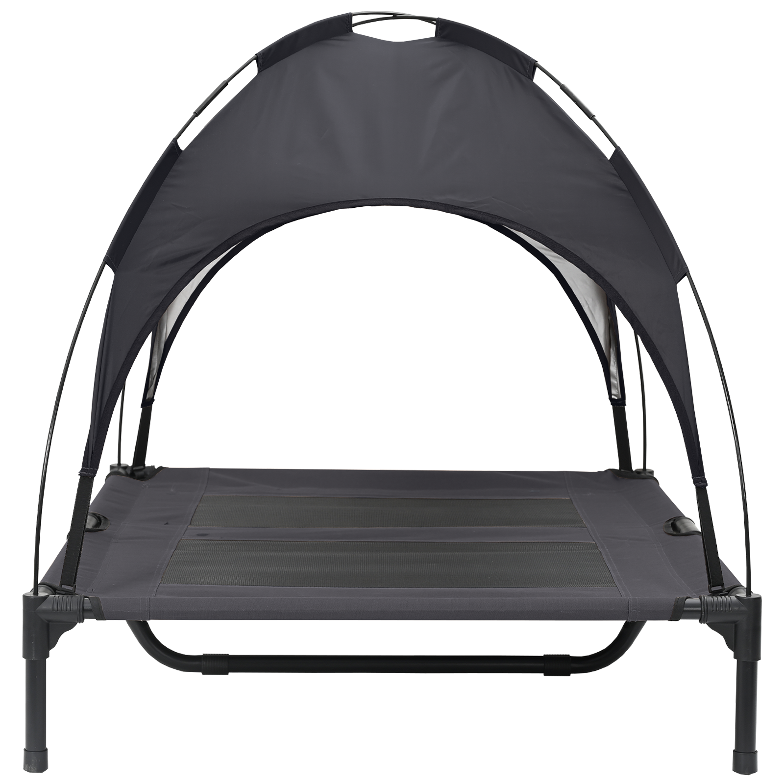 Raised Dog Bed with Removable Roof Black L Steel - Image 5