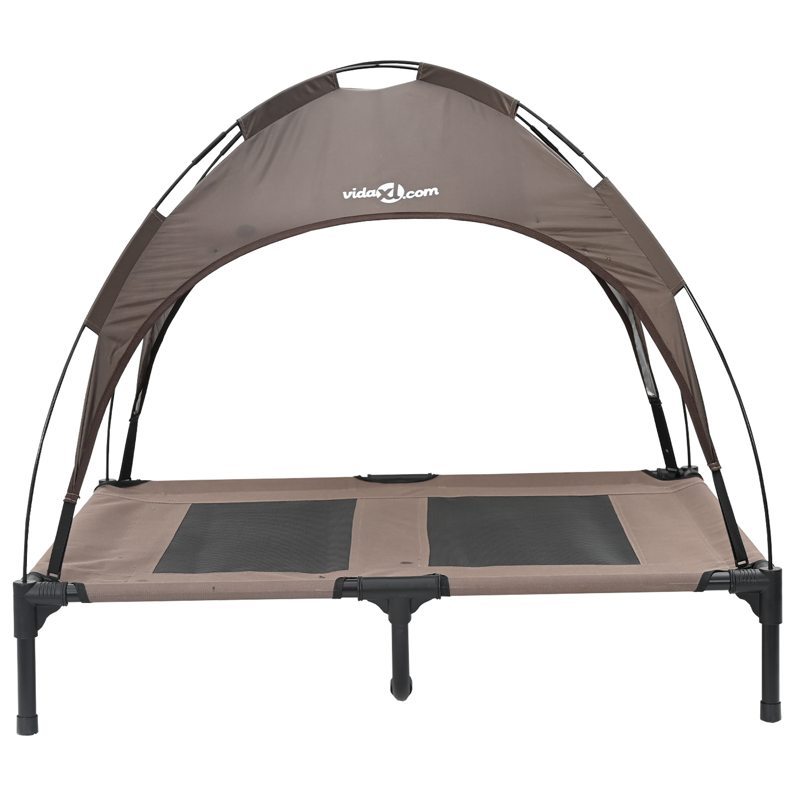Raised Dog Bed with Removable Canopy Brown L Steel - Image 4