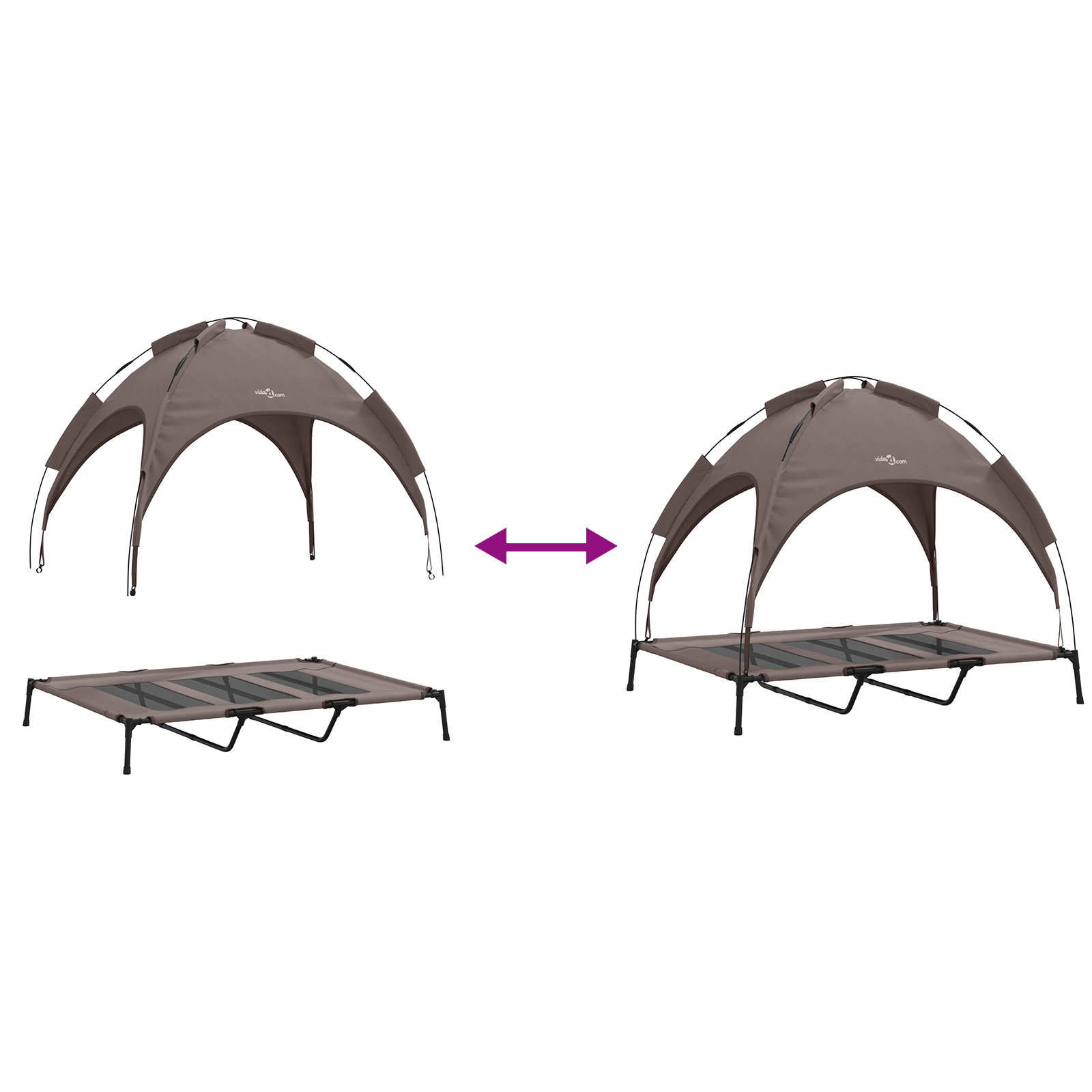 Raised Dog Bed with Removable Roof Brown XL Steel - Image 9
