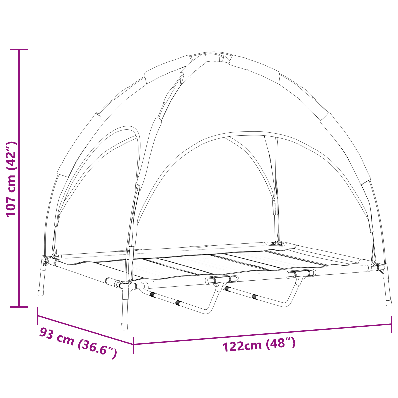 Raised Dog Bed with Removable Roof Brown XL Steel - Image 10