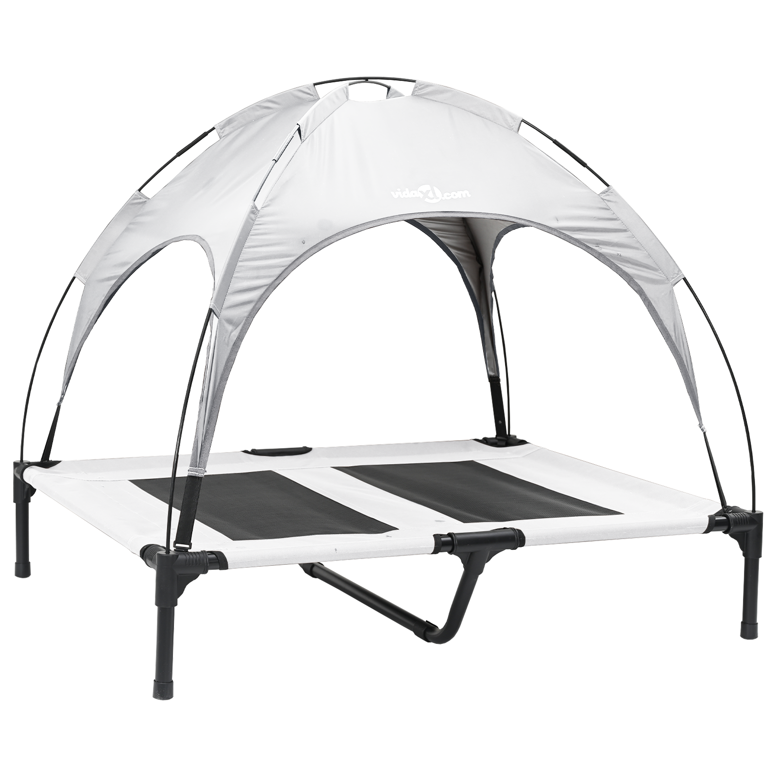 Raised Dog Bed with Removable Roof Silver Grey L Steel - Image 2