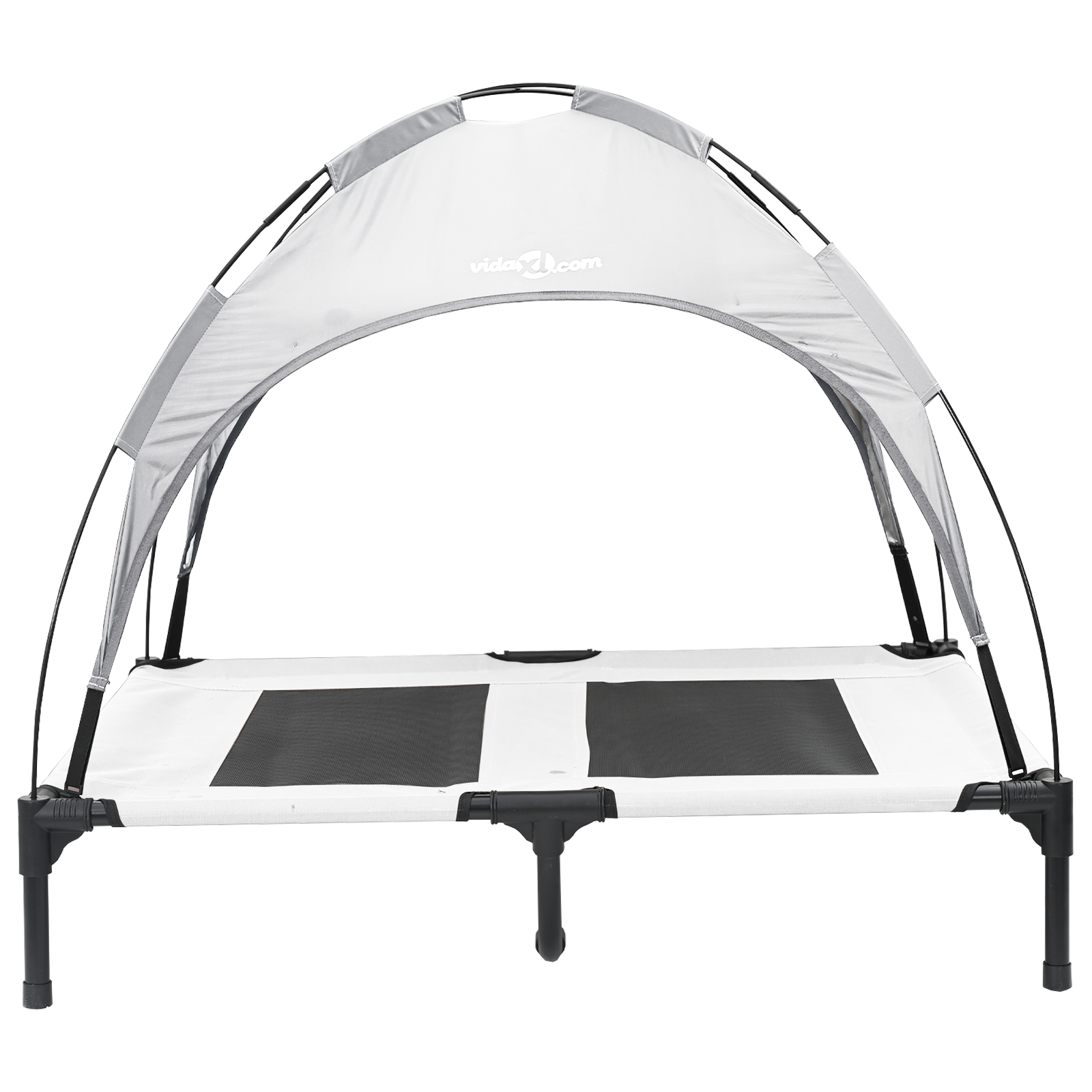 Raised Dog Bed with Removable Roof Silver Grey L Steel - Image 4