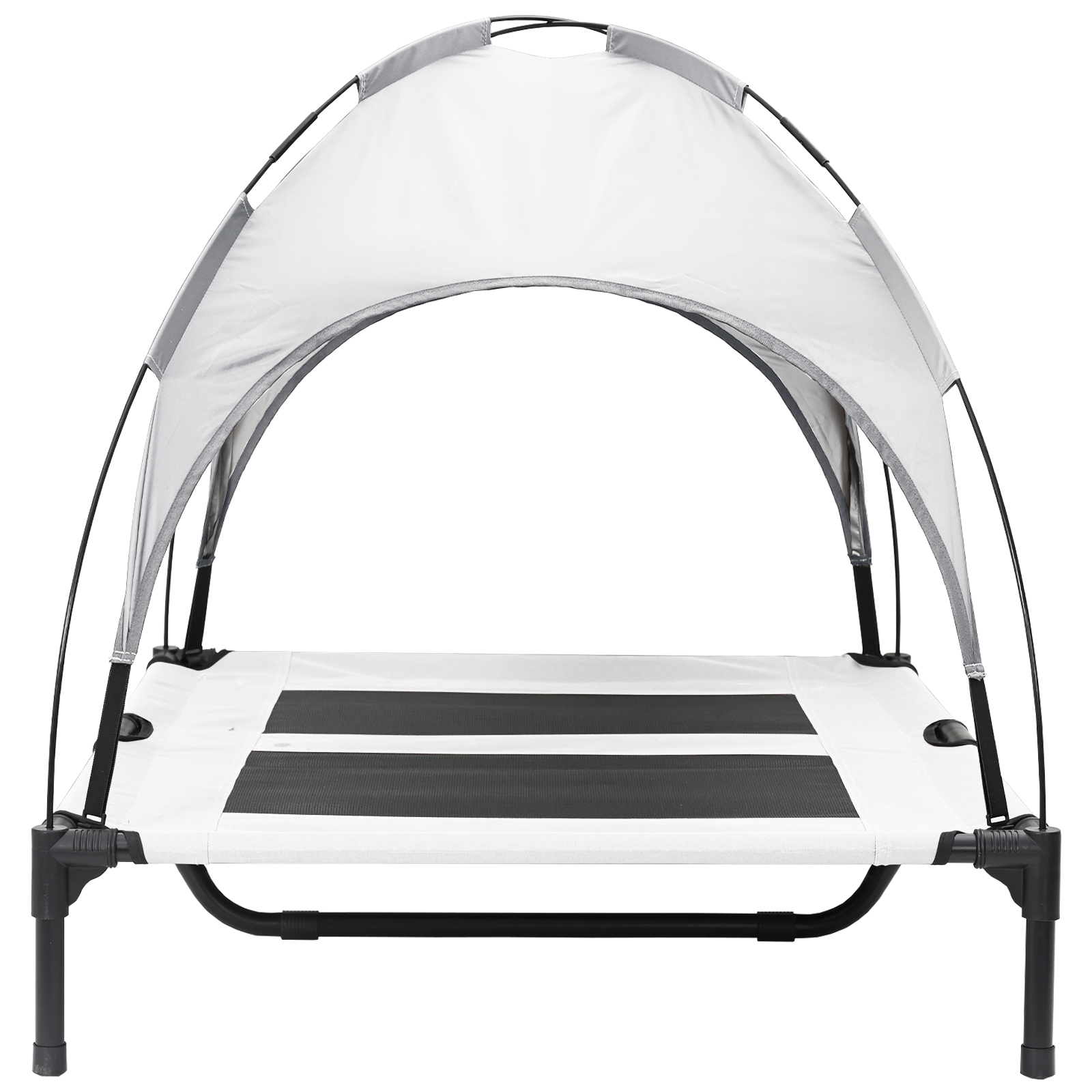 Raised Dog Bed with Removable Roof Silver Grey L Steel - Image 5