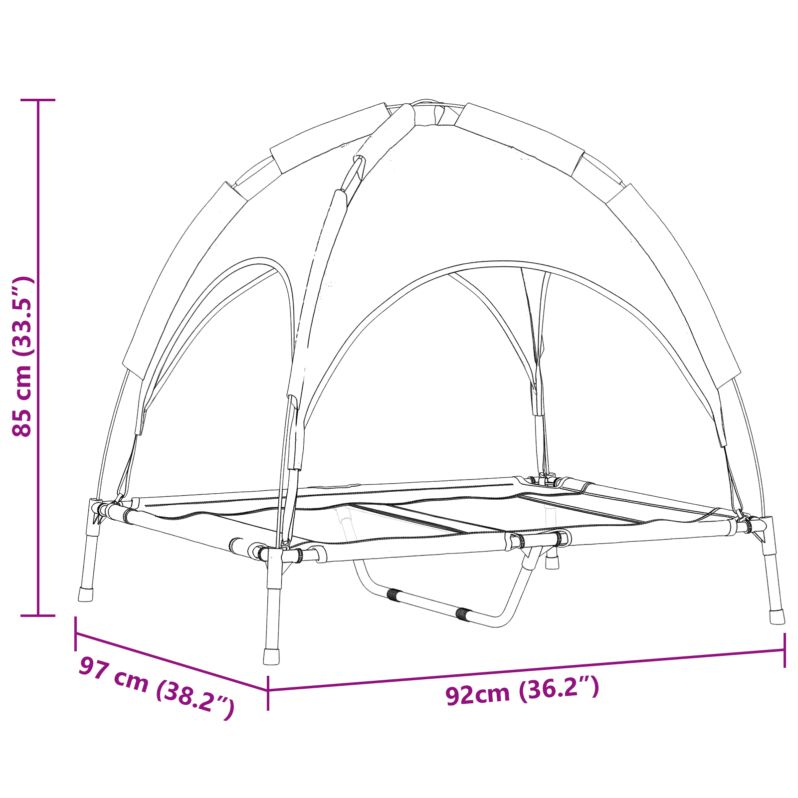 Raised Dog Bed with Removable Roof Silver Grey L Steel - Image 10