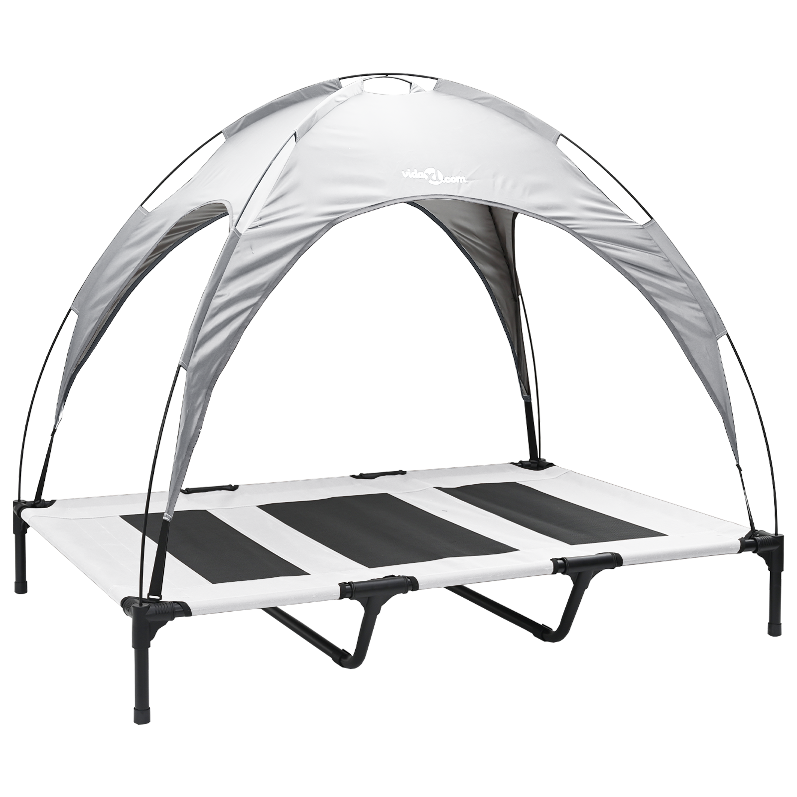 Raised Dog Bed with Removable Roof Silver Grey XL Steel - Image 2