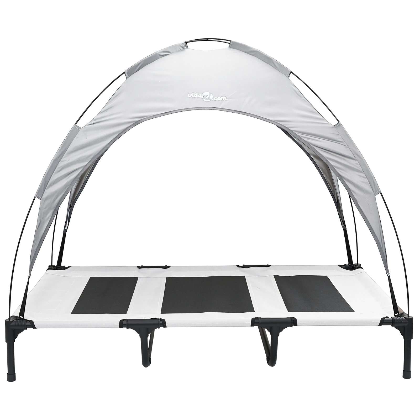 Raised Dog Bed with Removable Roof Silver Grey XL Steel - Image 4