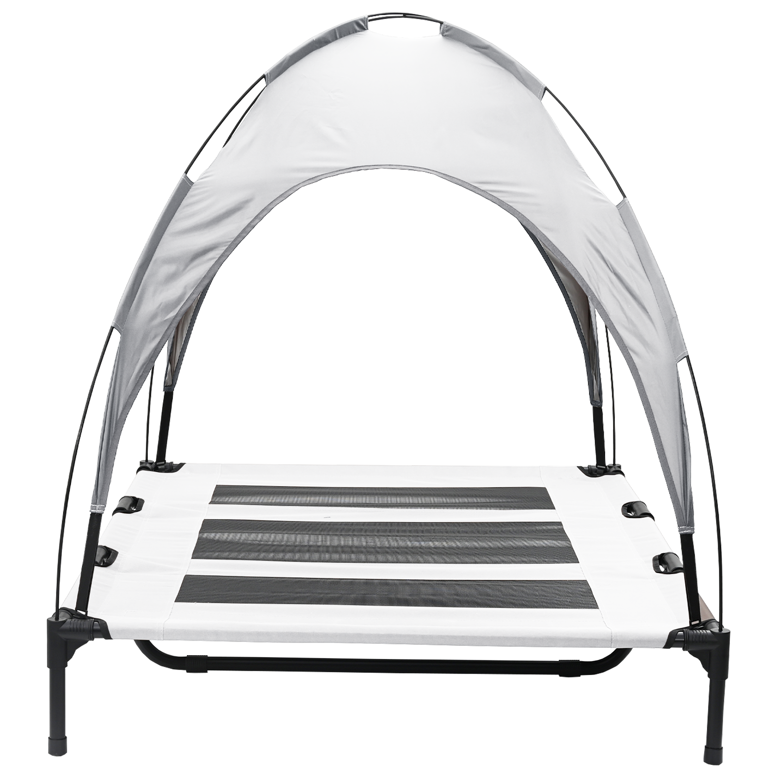 Raised Dog Bed with Removable Roof Silver Grey XL Steel - Image 5