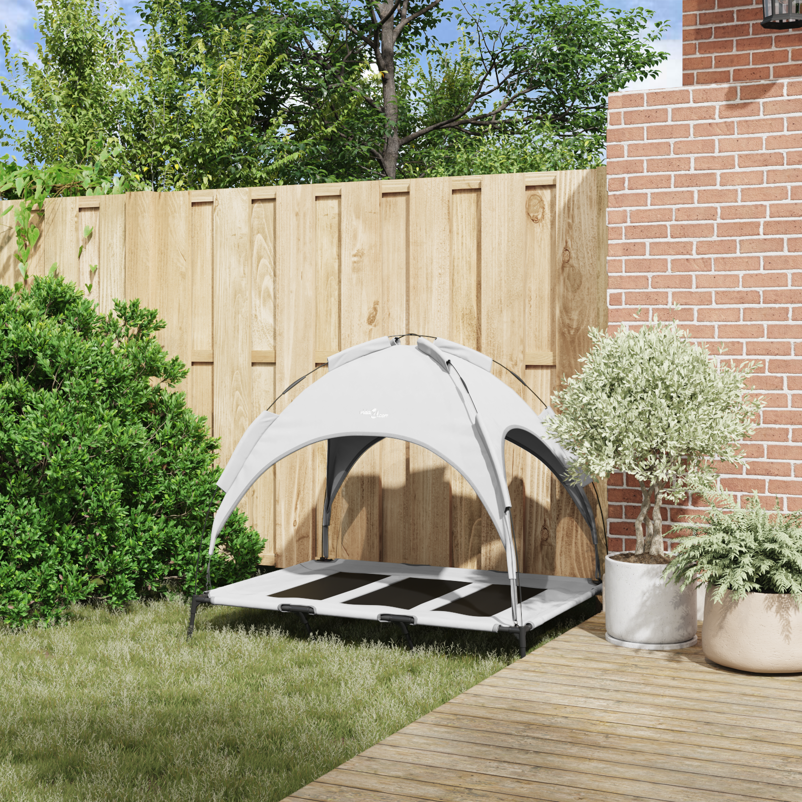 Raised Dog Bed with Removable Roof Silver Grey XL Steel - Image 3