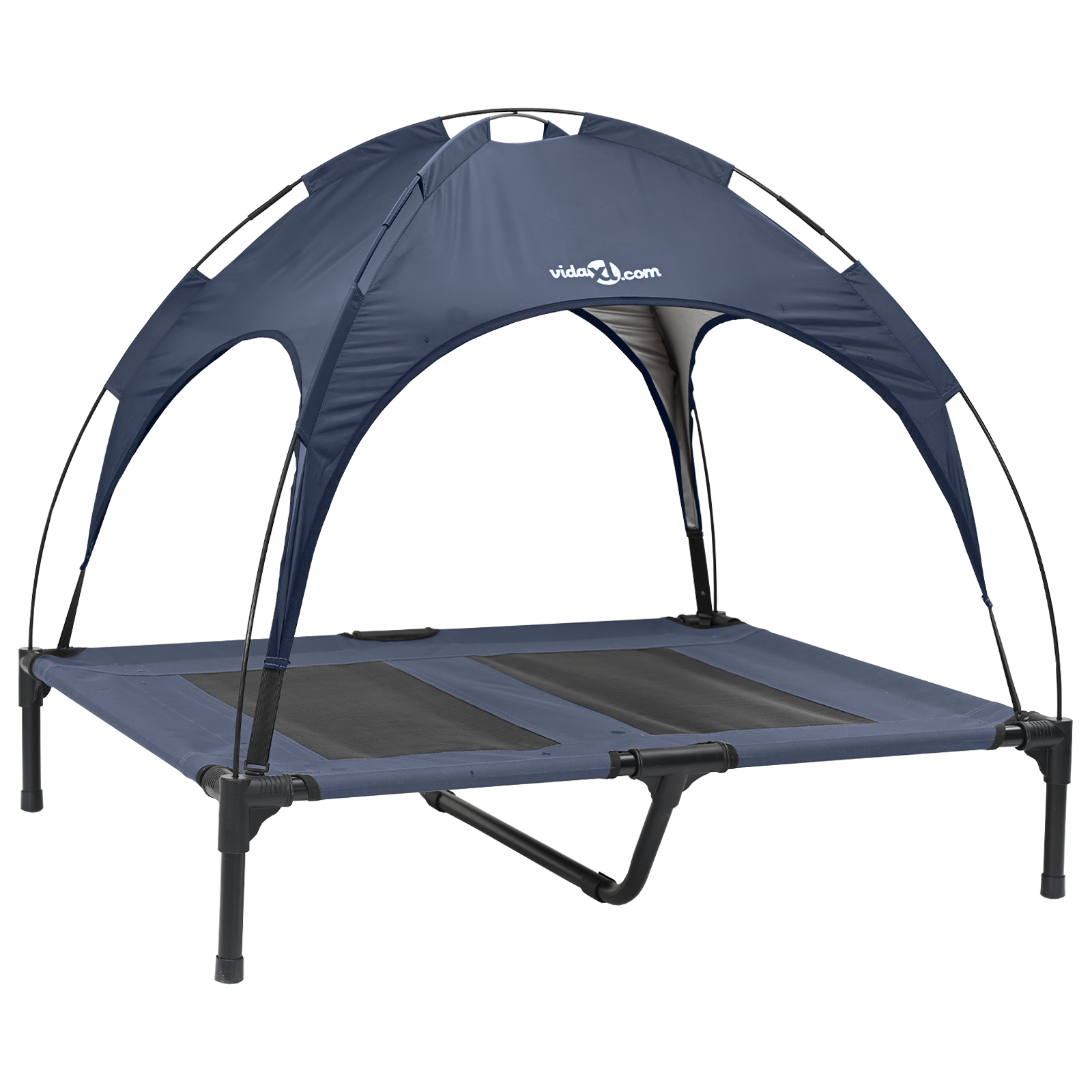 Raised Dog Bed with Removable Roof Navy Blue L Steel - Image 2