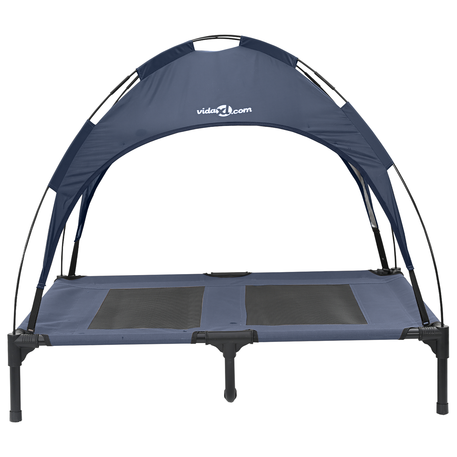 Raised Dog Bed with Removable Roof Navy Blue L Steel - Image 4