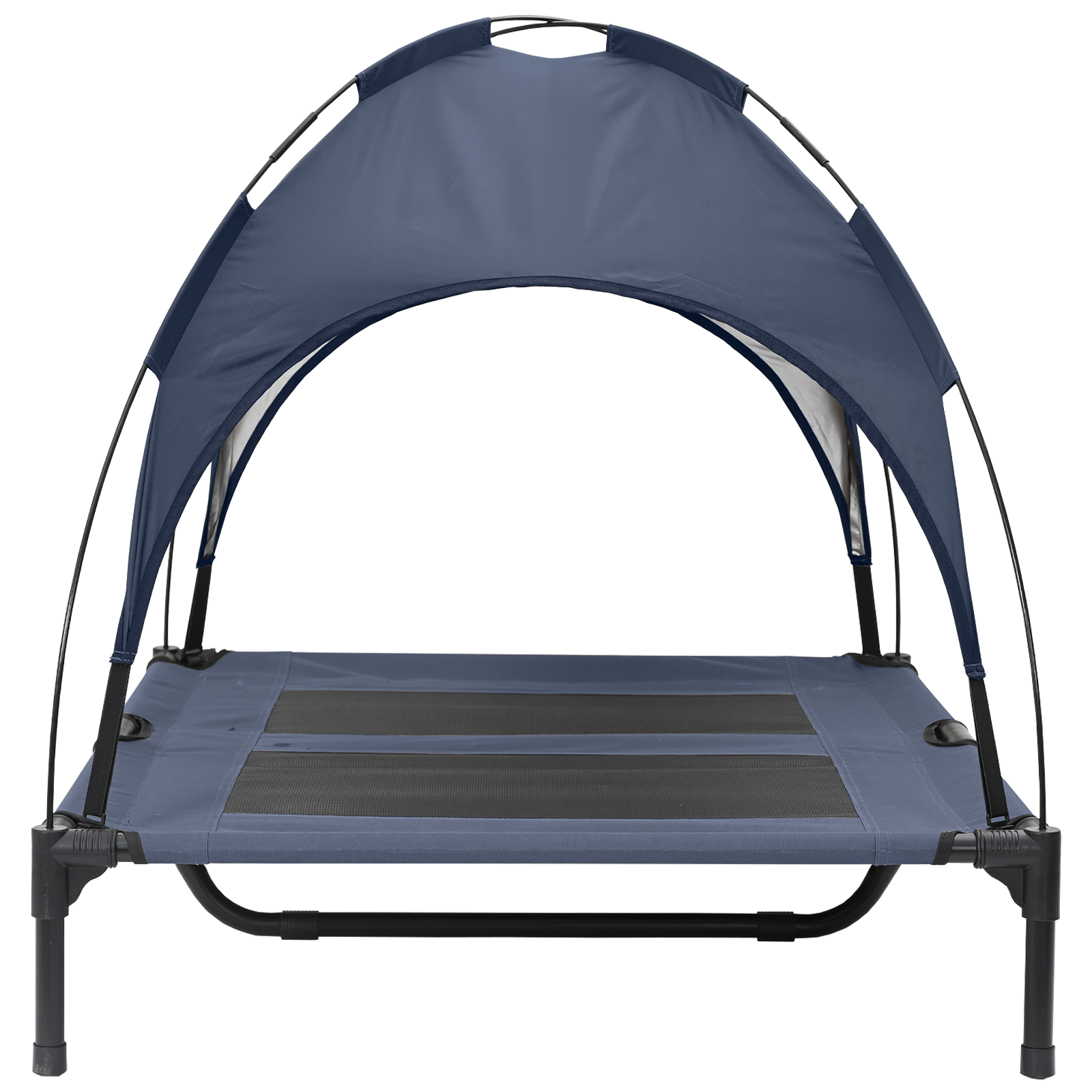 Raised Dog Bed with Removable Roof Navy Blue L Steel - Image 5