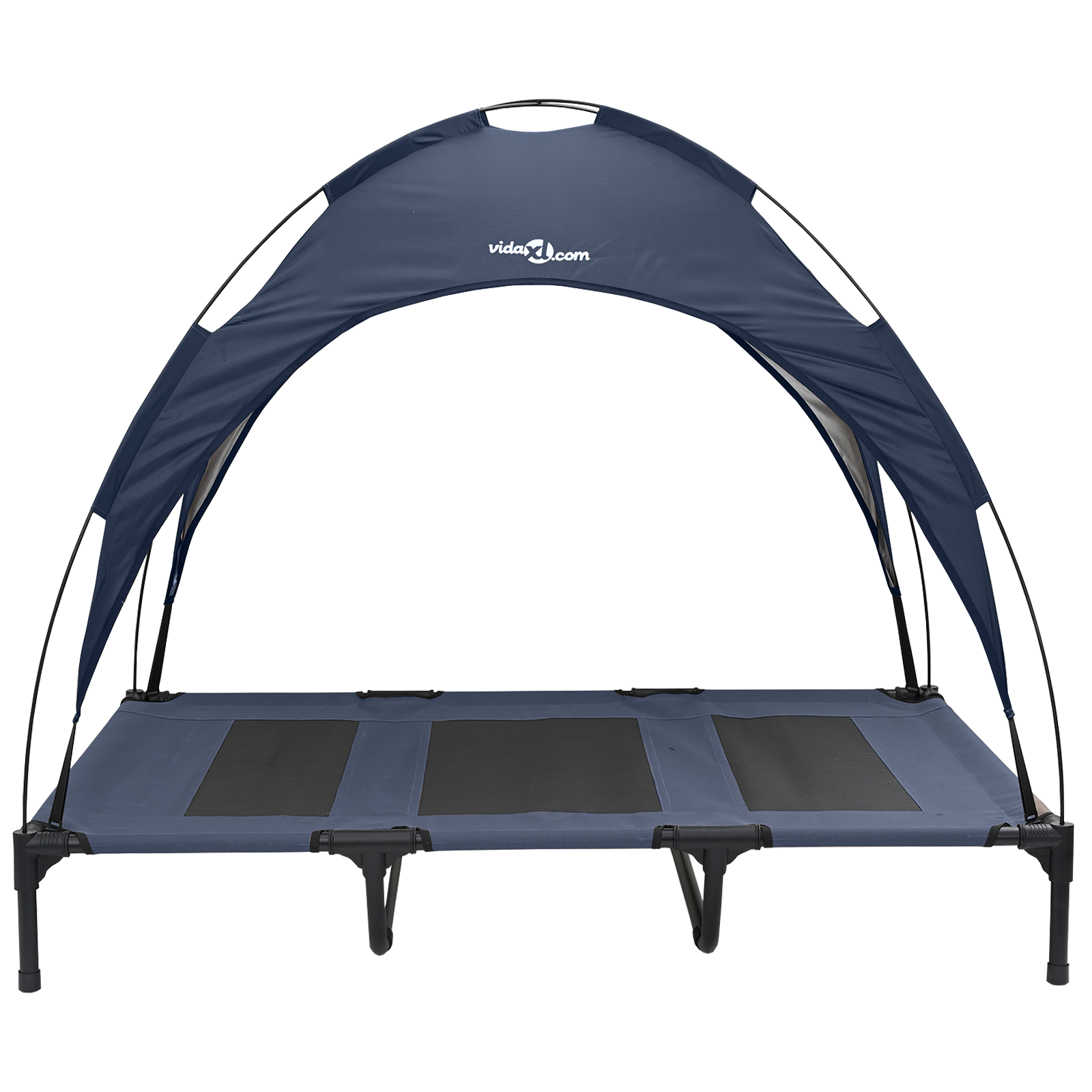 Raised Dog Bed with Removable Roof Navy Blue XL Steel - Image 4