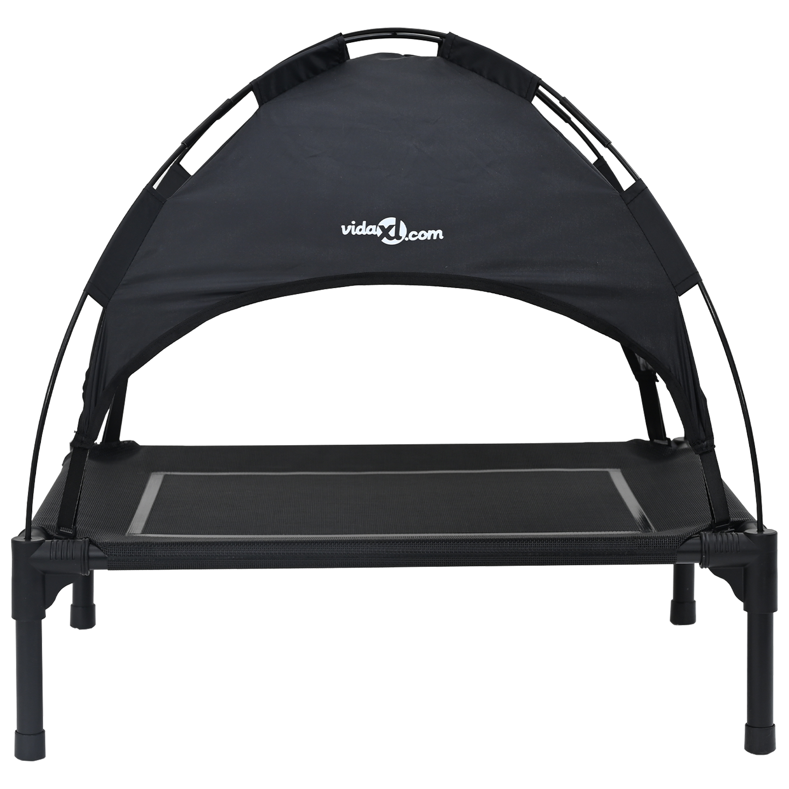 Raised Dog Bed with Removable Roof Black M Steel - Image 4