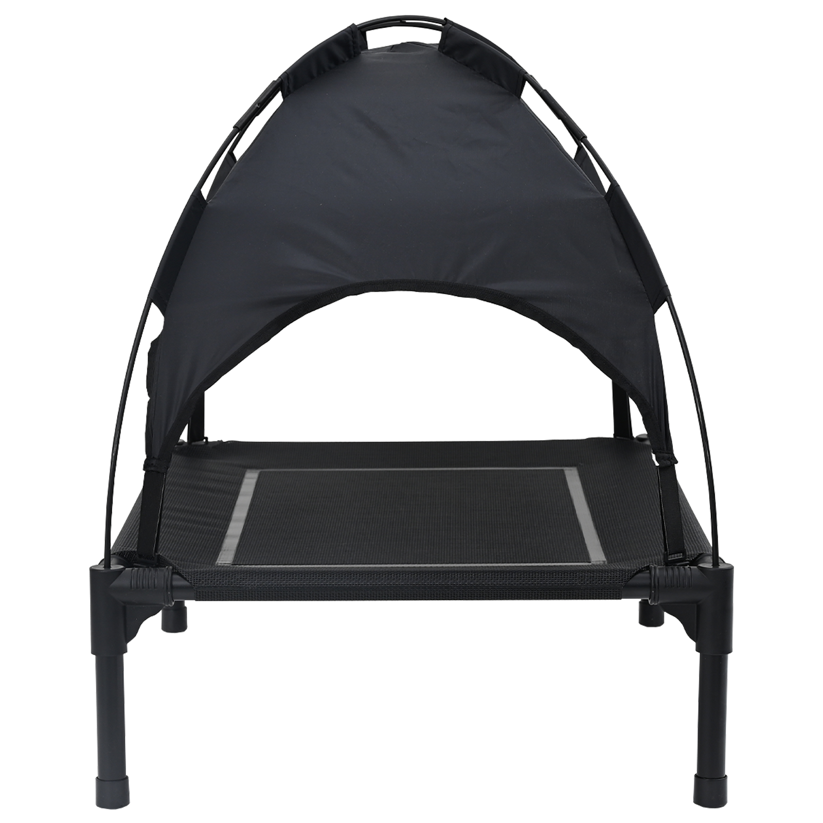 Raised Dog Bed with Removable Roof Black M Steel - Image 5