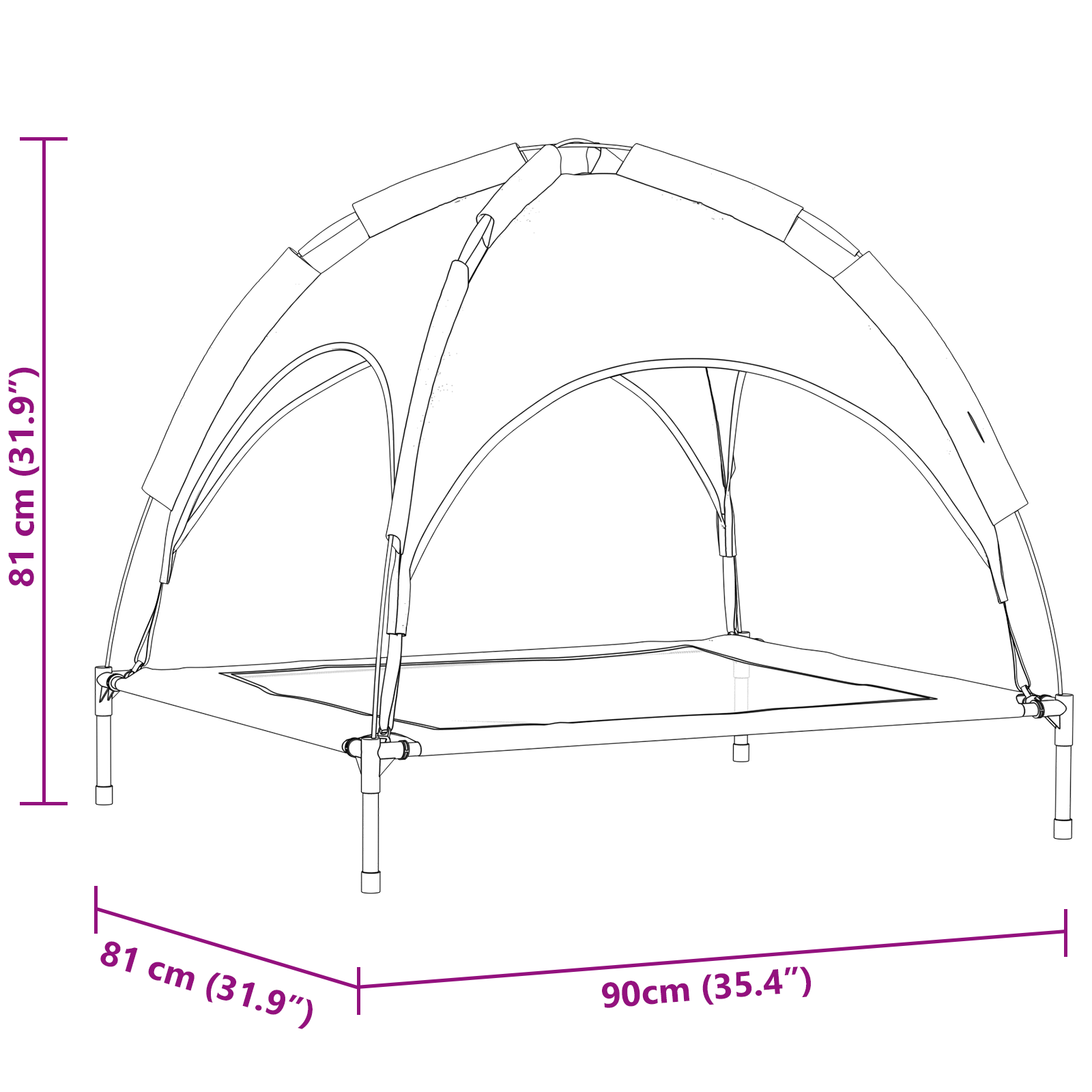 Raised Dog Bed with Removable Roof Black L Steel - Image 10
