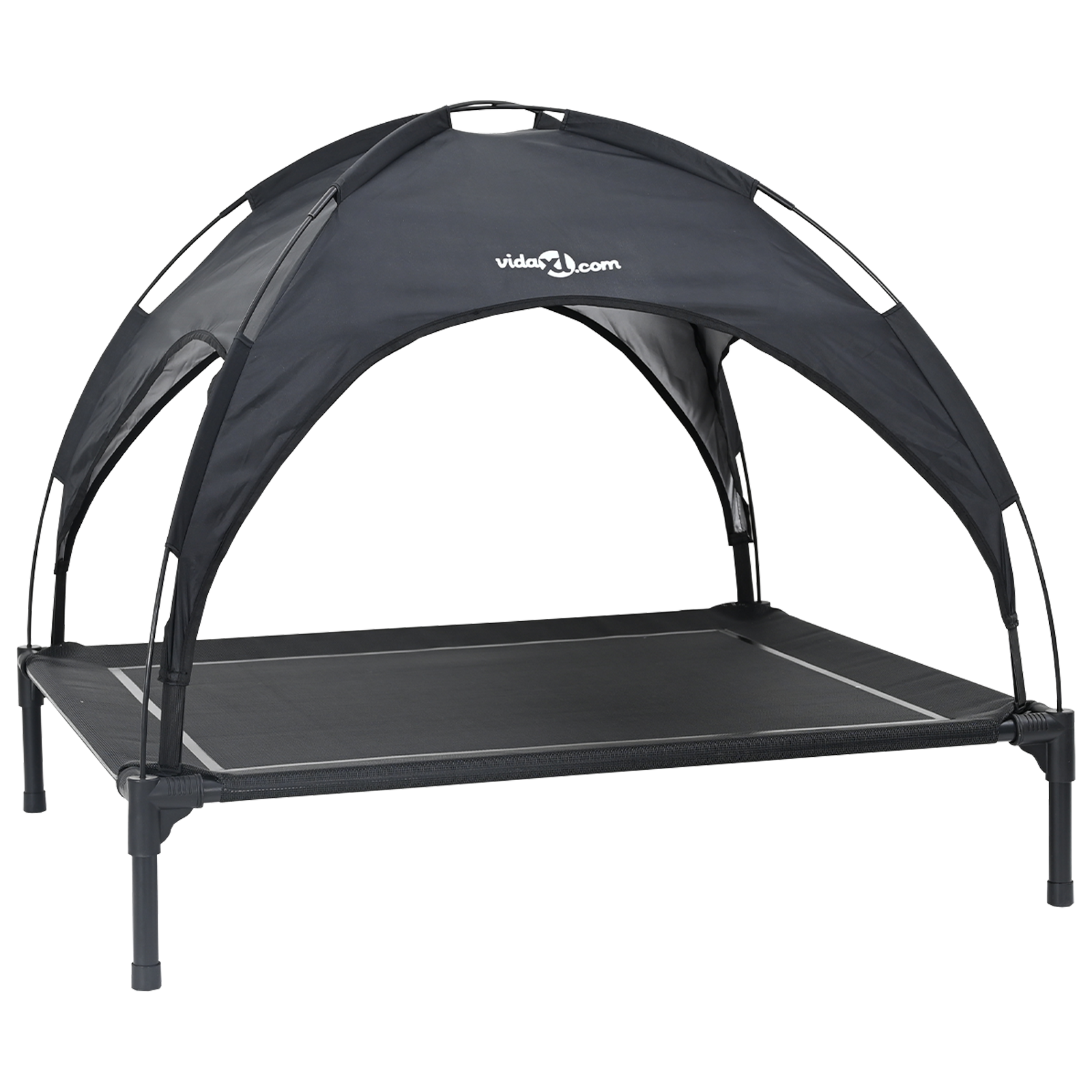 Raised Dog Bed with Removable Roof Black XL Steel - Image 2