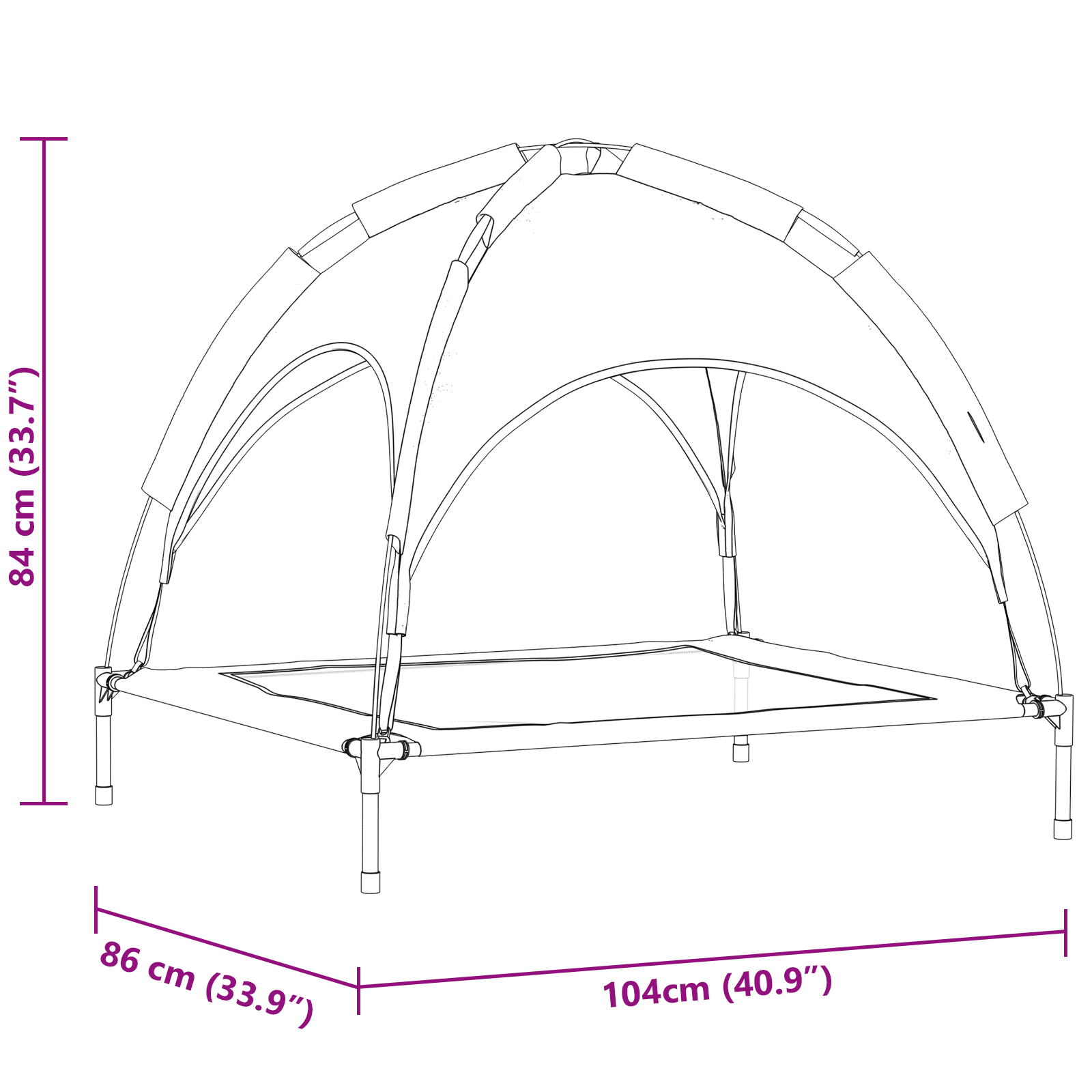 Raised Dog Bed with Removable Roof Black XL Steel - Image 10