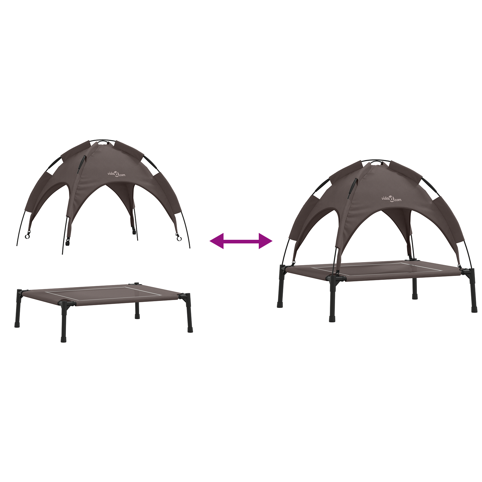 Raised Dog Bed with Removable Roof Brown S Steel - Image 9