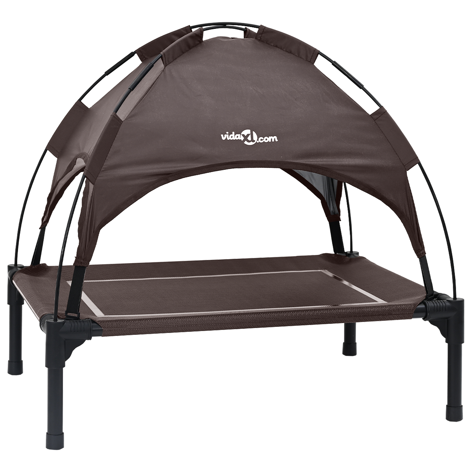 Raised Dog Bed with Removable Roof Brown S Steel - Image 2