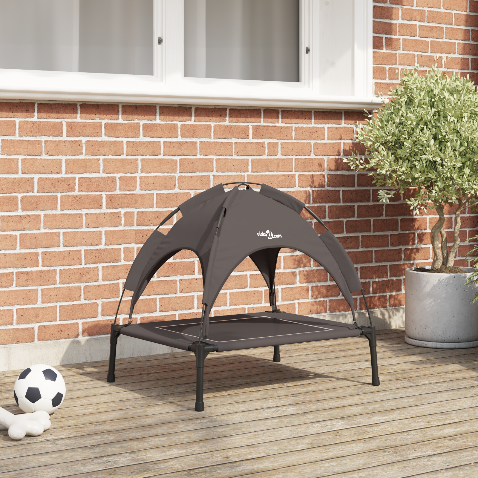 Raised Dog Bed with Removable Roof Brown S Steel