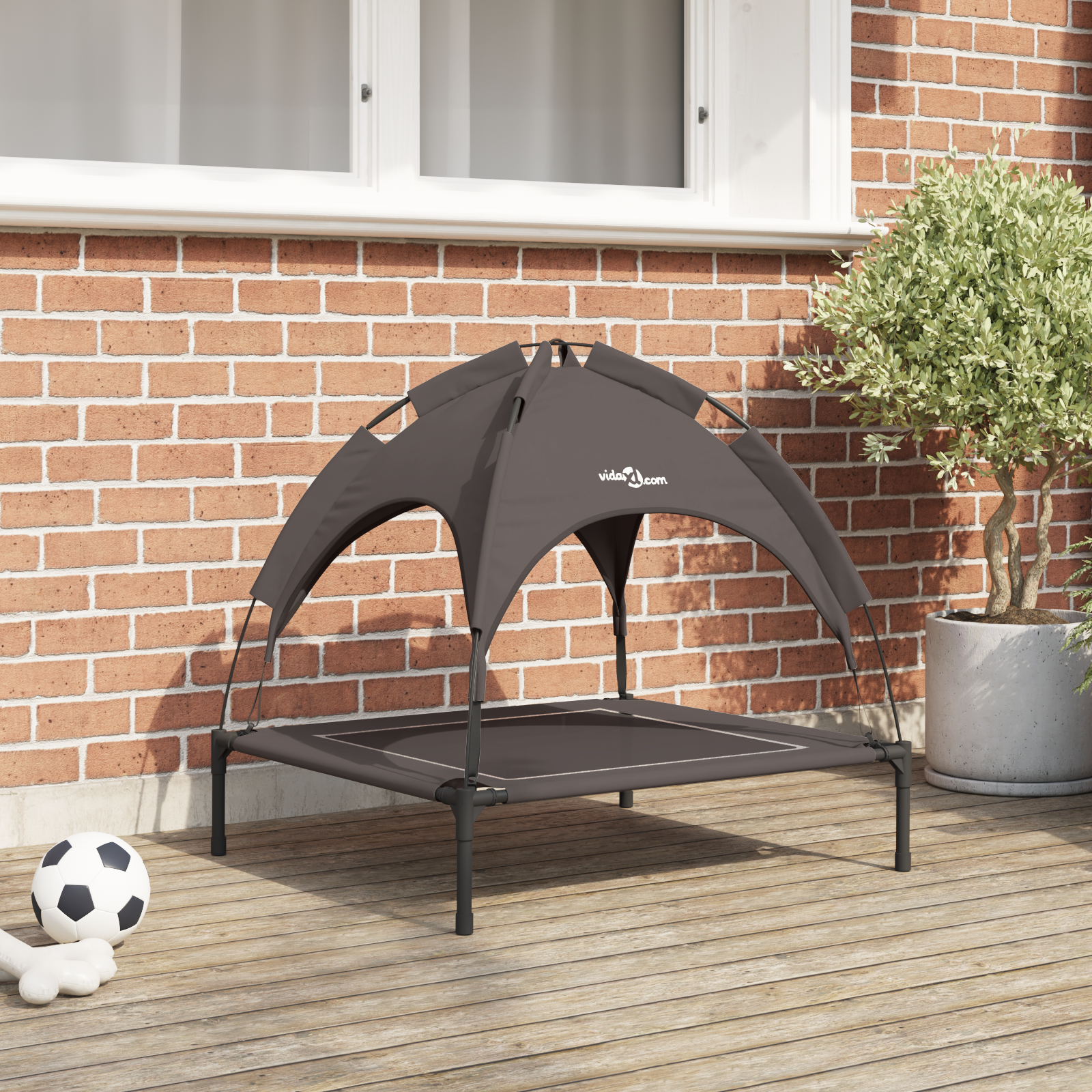 Thumbnail - vidaXL Erhöhtes Hundebett Braun Polyester, Metall Mittel