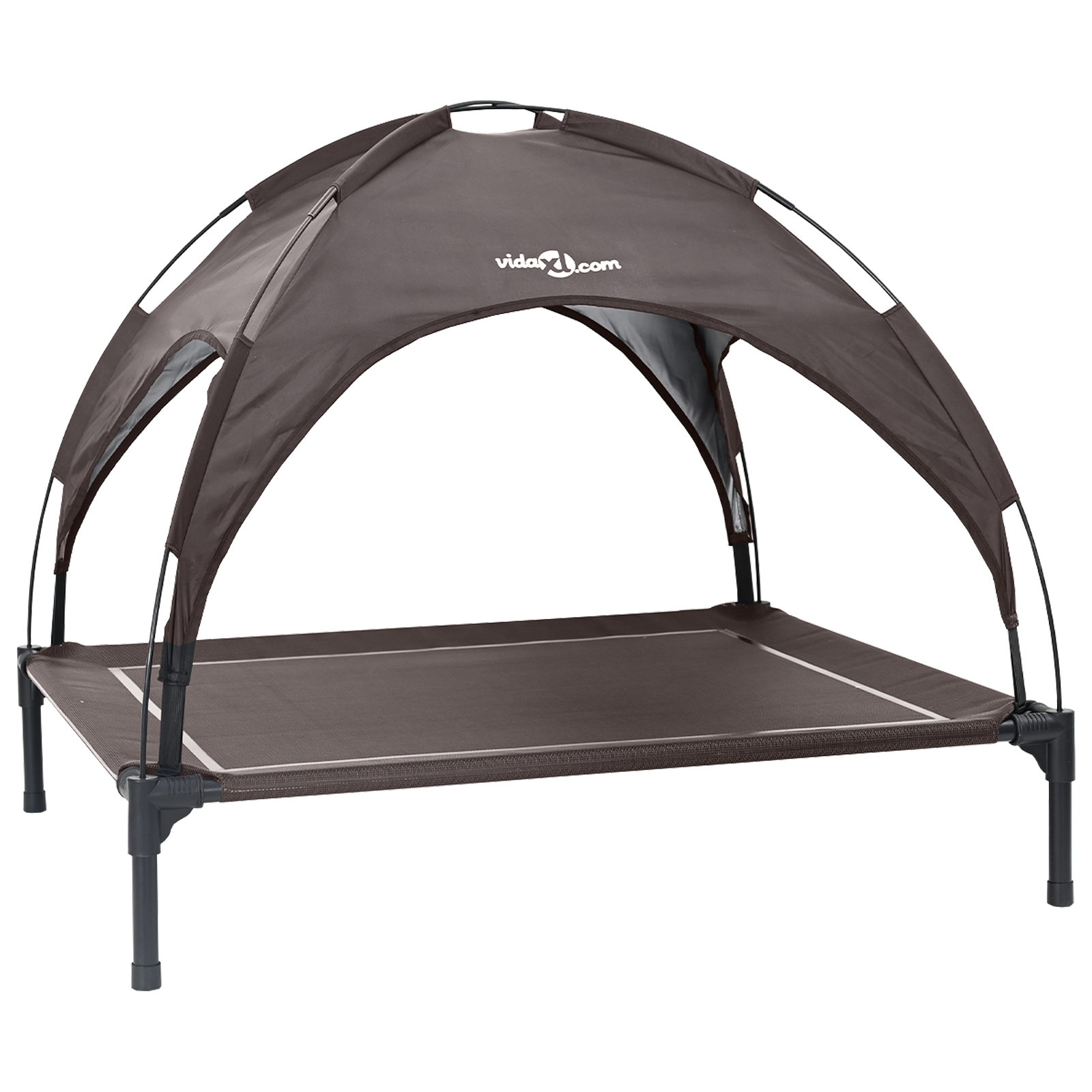 Raised Dog Bed with Removable Roof Brown L Steel - Image 2