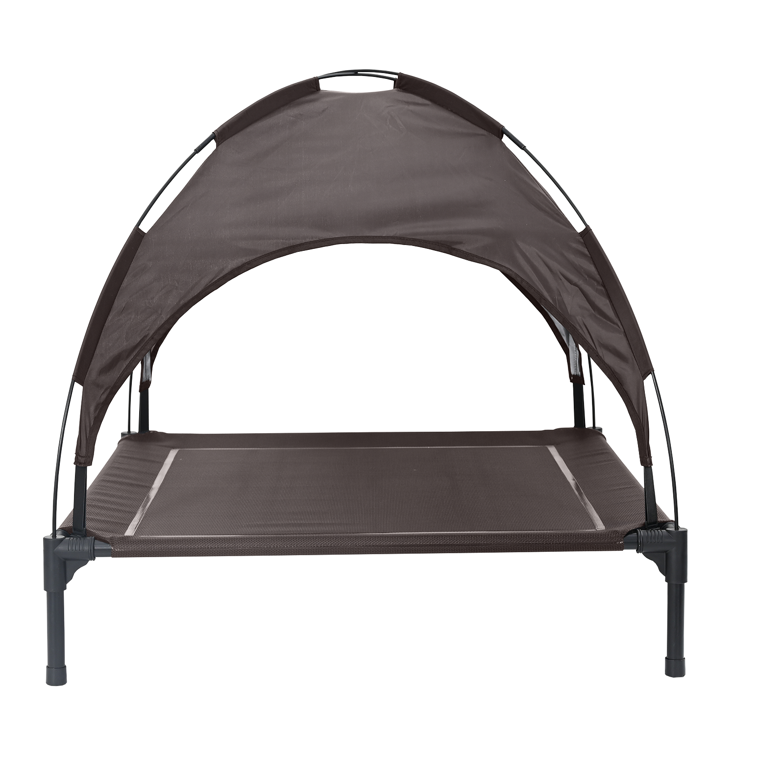 Raised Dog Bed with Removable Roof Brown L Steel - Image 5