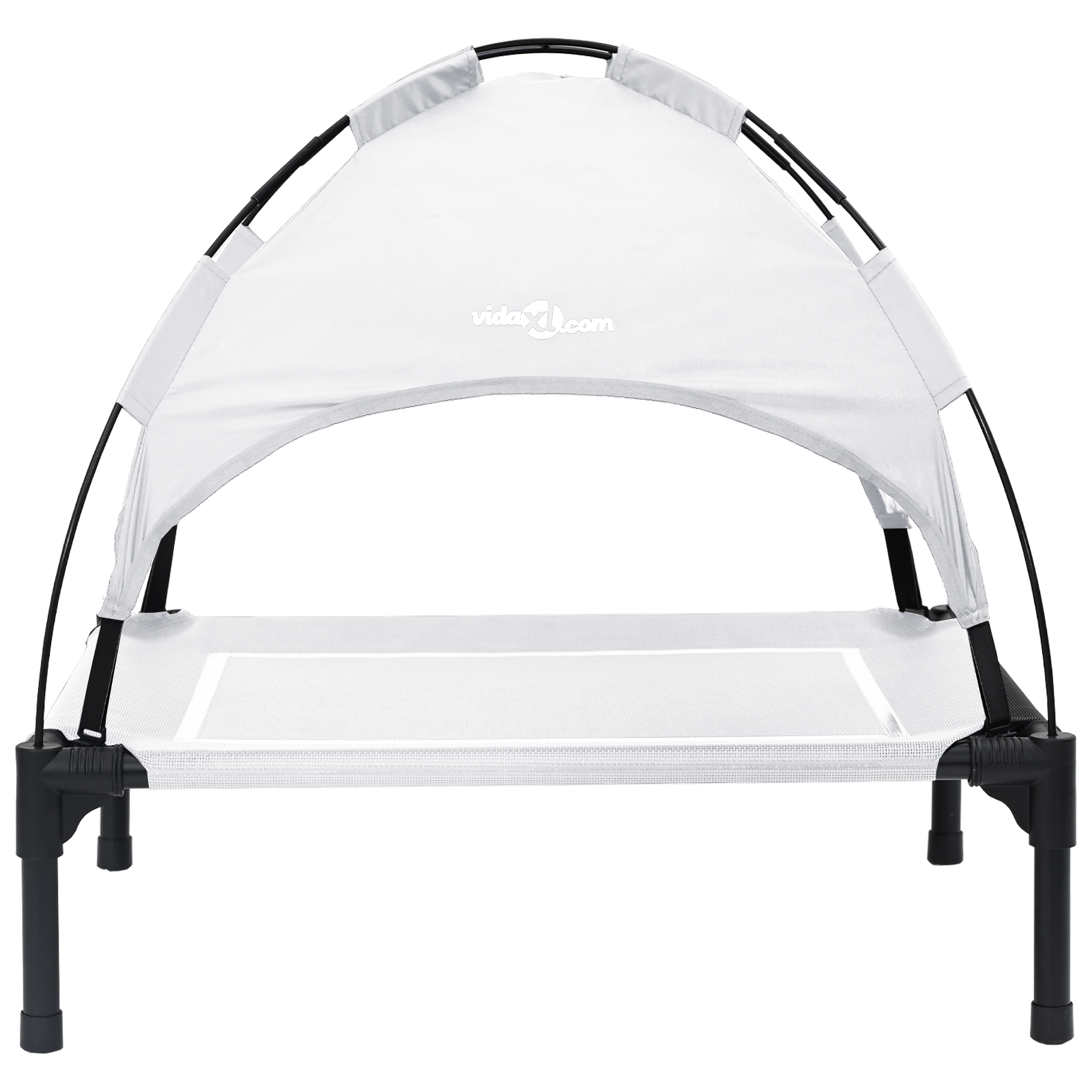 Raised Dog Bed with Removable Roof Silver Grey Steel - Image 4