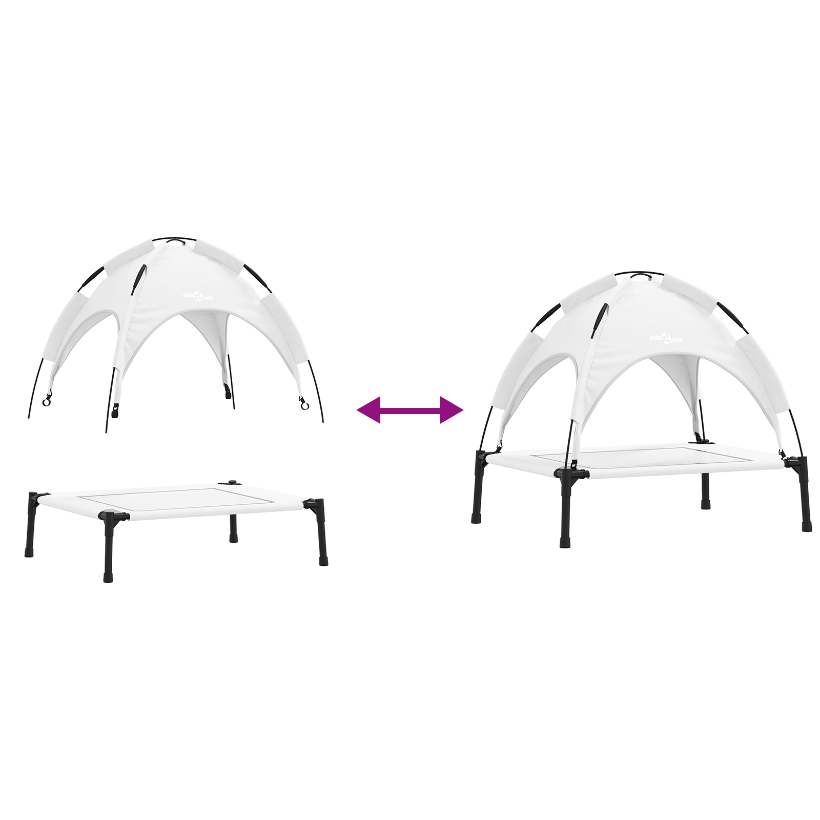 Raised Dog Bed with Removable Roof Silver Grey M Steel - Image 9