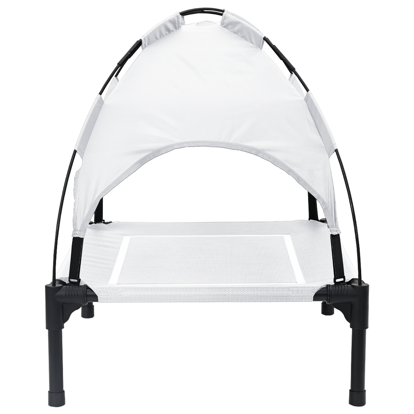 Raised Dog Bed with Removable Roof Silver Grey M Steel - Image 5