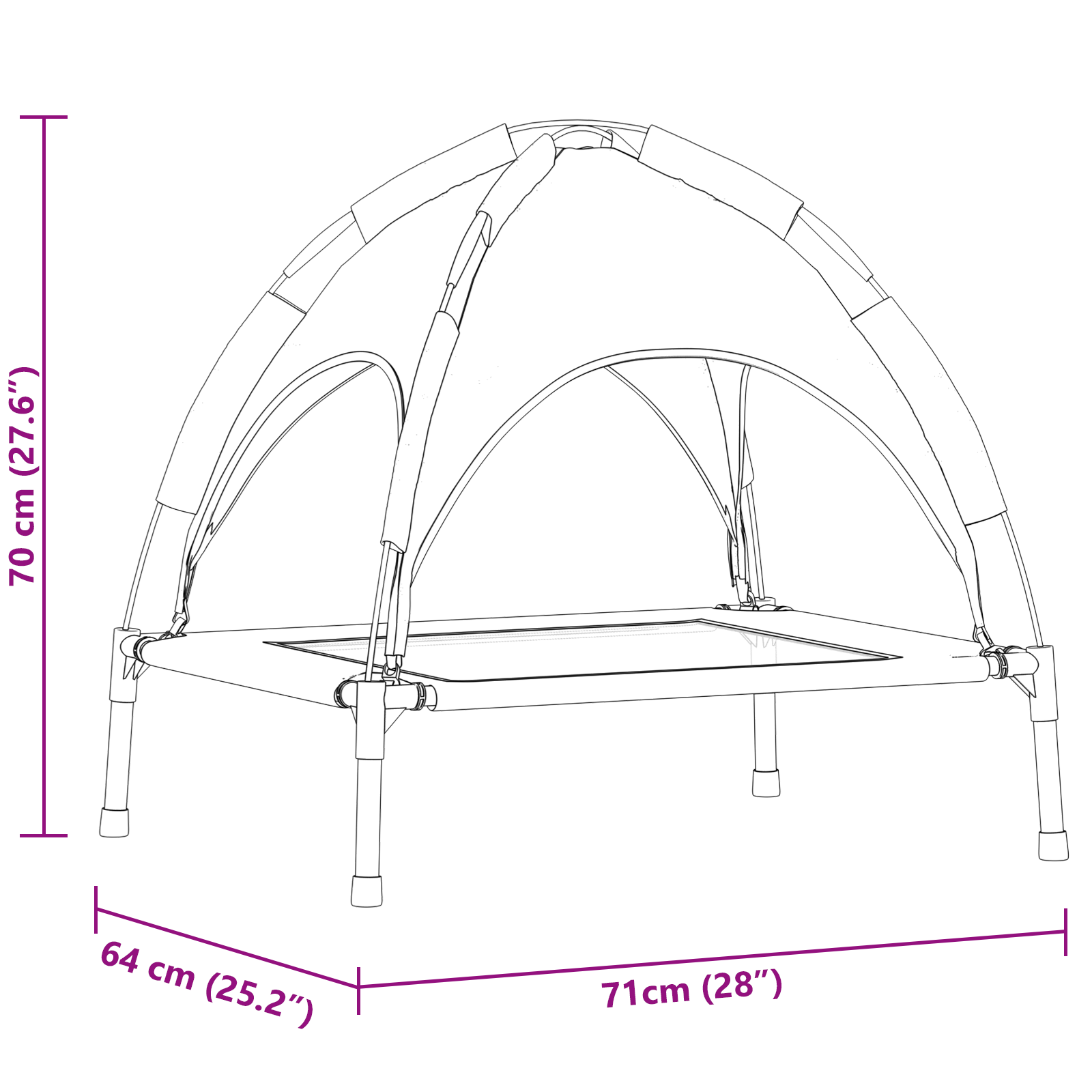 Raised Dog Bed with Removable Roof Silver Grey M Steel - Image 10