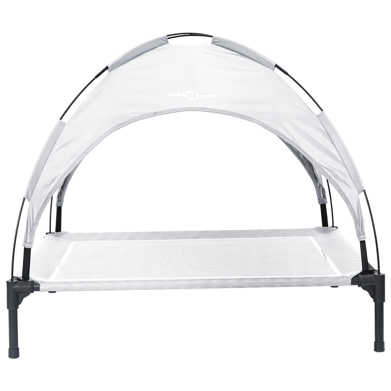 Raised Dog Bed with Removable Roof Silver Grey L Steel - Image 4