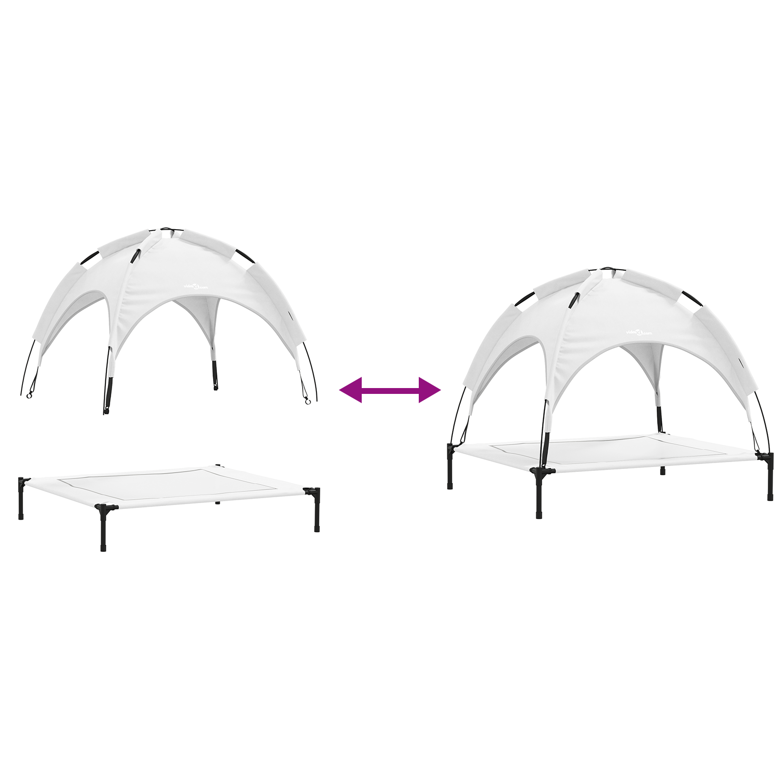 Raised Dog Bed with Removable Roof Silver Grey XL Steel - Image 9