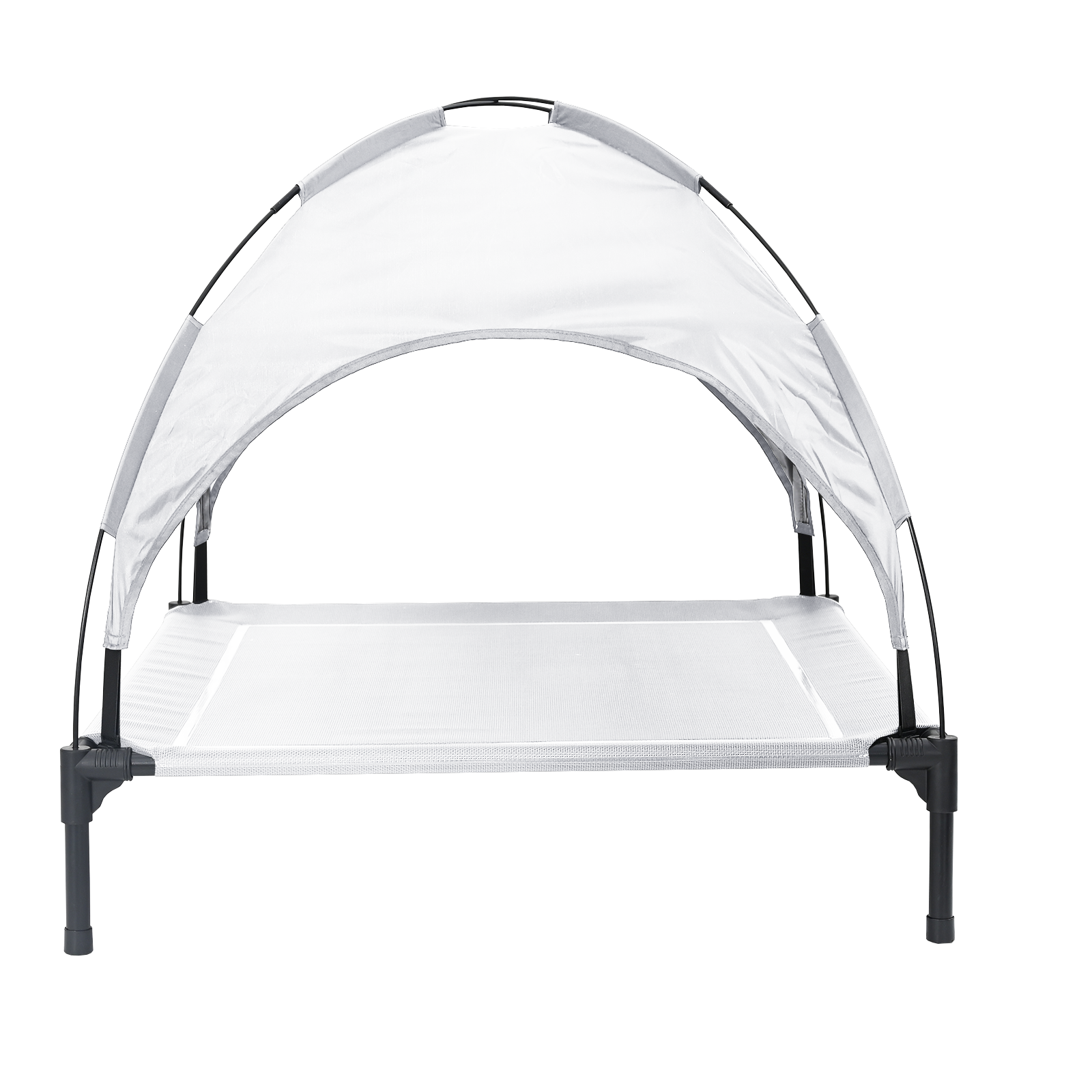 Raised Dog Bed with Removable Roof Silver Grey XL Steel - Image 5