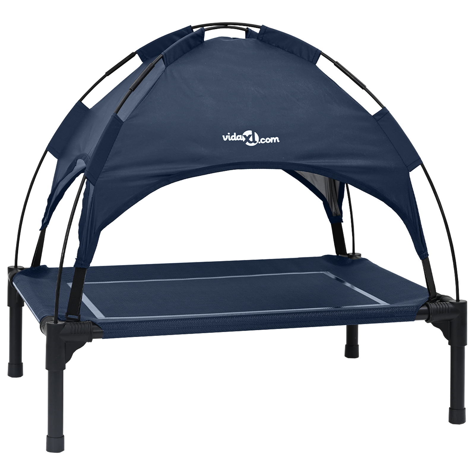 Raised Dog Bed with Removable Roof Navy Blue Steel - Image 2