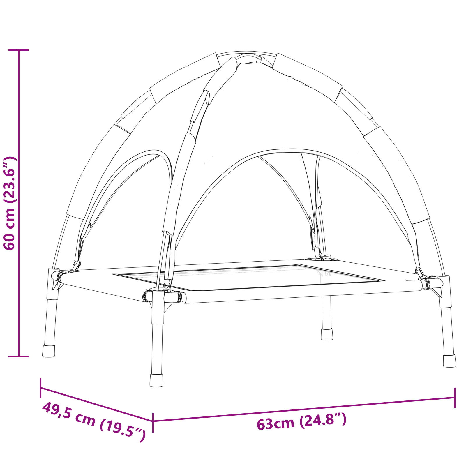 Raised Dog Bed with Removable Roof Navy Blue Steel - Image 10