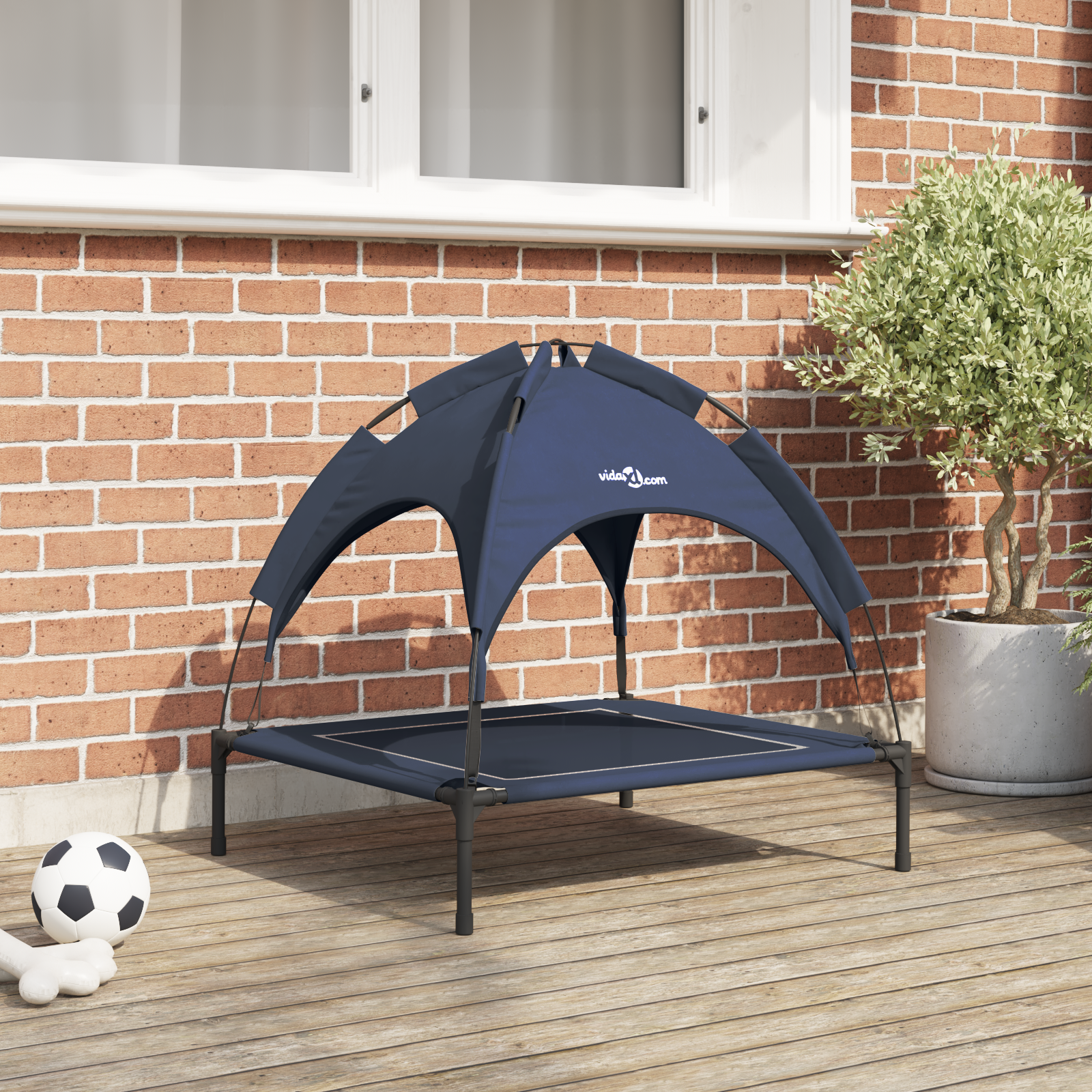 Thumbnail - vidaXL erhöhtes Hundebett Marineblau Stoff, Metall 71 x 64 x 71 cm