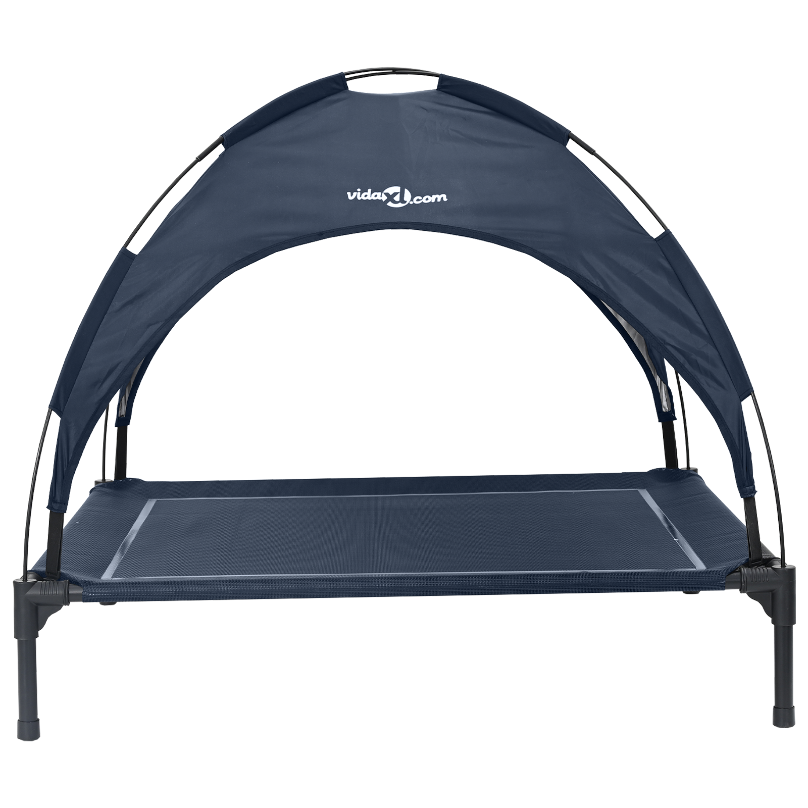 Raised Dog Bed with Removable Roof Navy Blue L Steel - Image 4