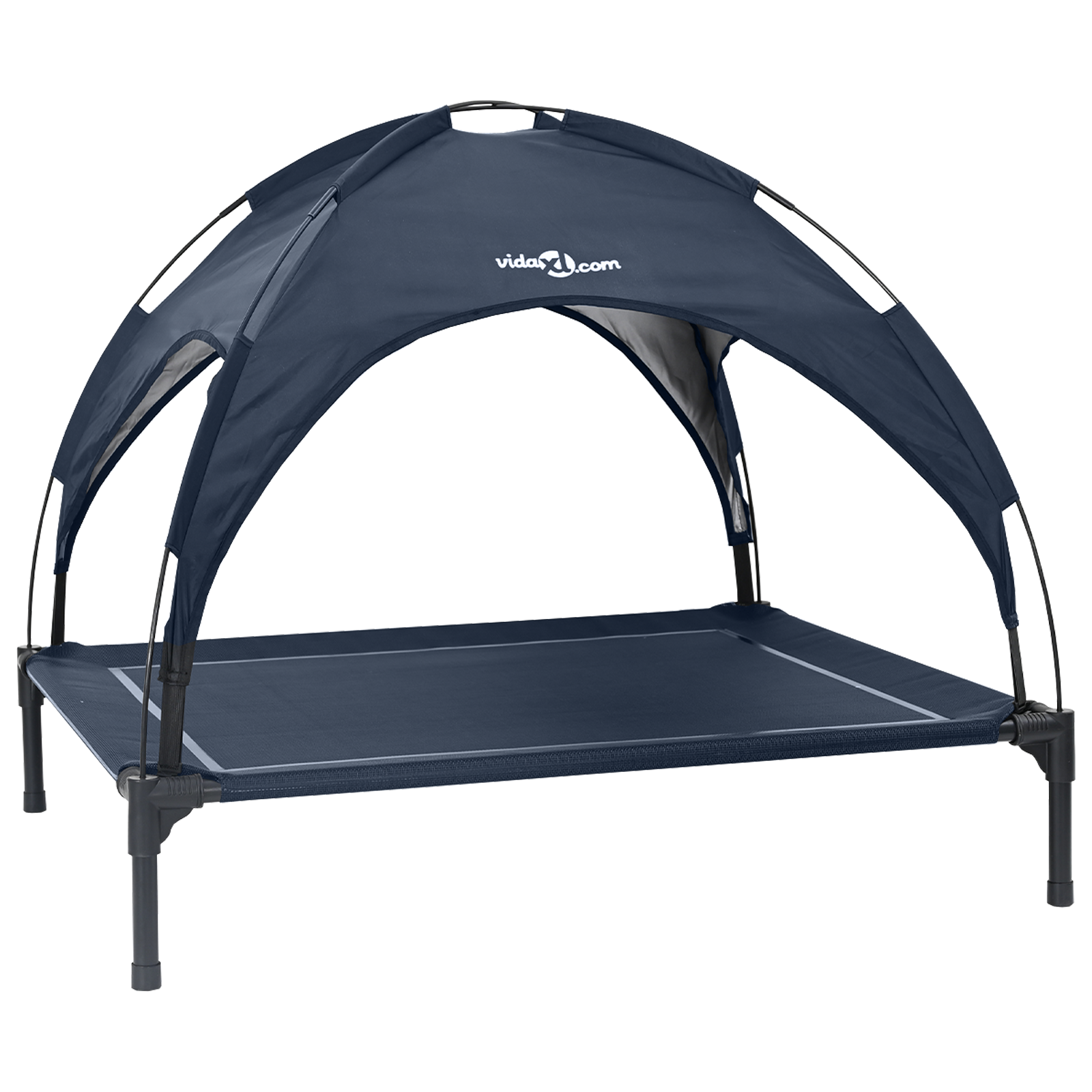 Raised Dog Bed with Removable Roof Navy Blue XL Steel - Image 2