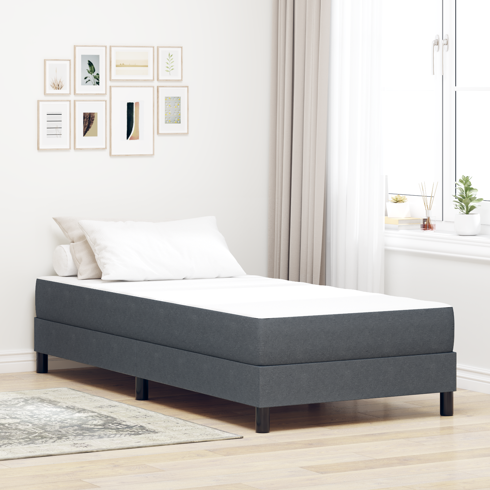 Pocket Spring Mattress - Dark Grey, Medium, 90x190x20 cm, Fabric