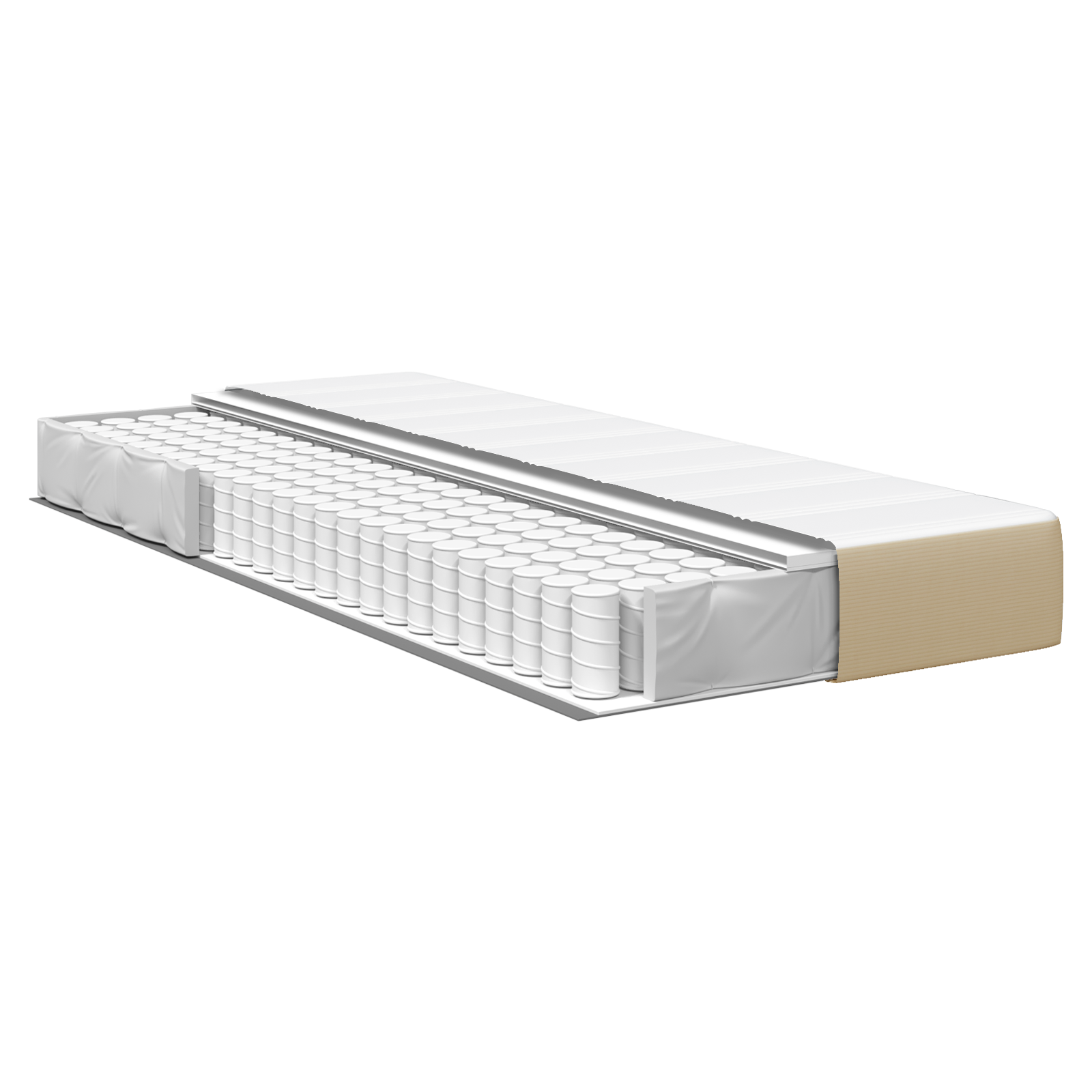 Pocket Spring Bed Mattress - Light Green and Grey, Medium Firmness, 100x200x20 cm Fabric - Image 4