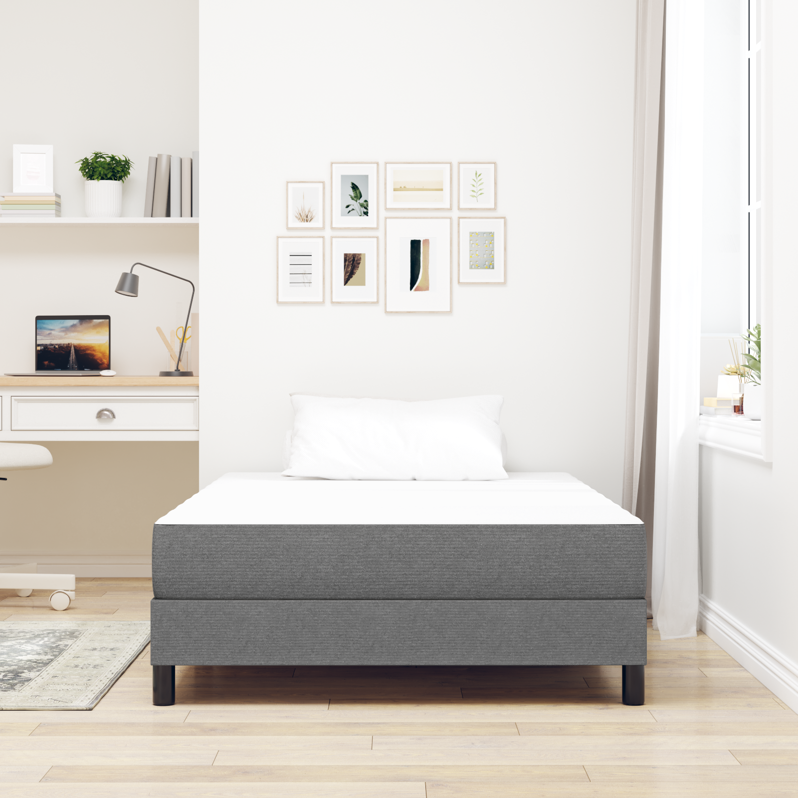 Light Grey Pocket Spring Mattress - Medium Firm - 120x190x20 cm Fabric - Image 3