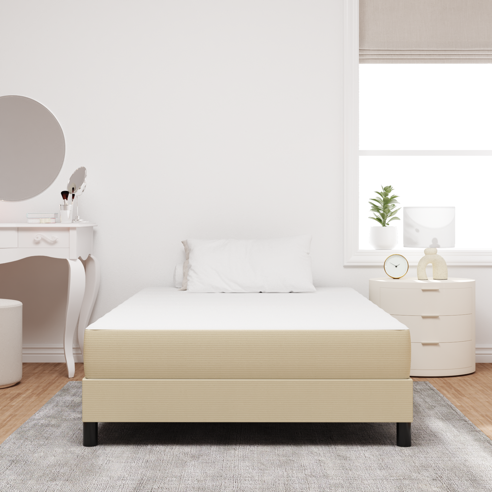 Pocket Spring Bed Mattress - Light Green and Grey, Medium Firmness, 120x190x20 cm Fabric - Image 3